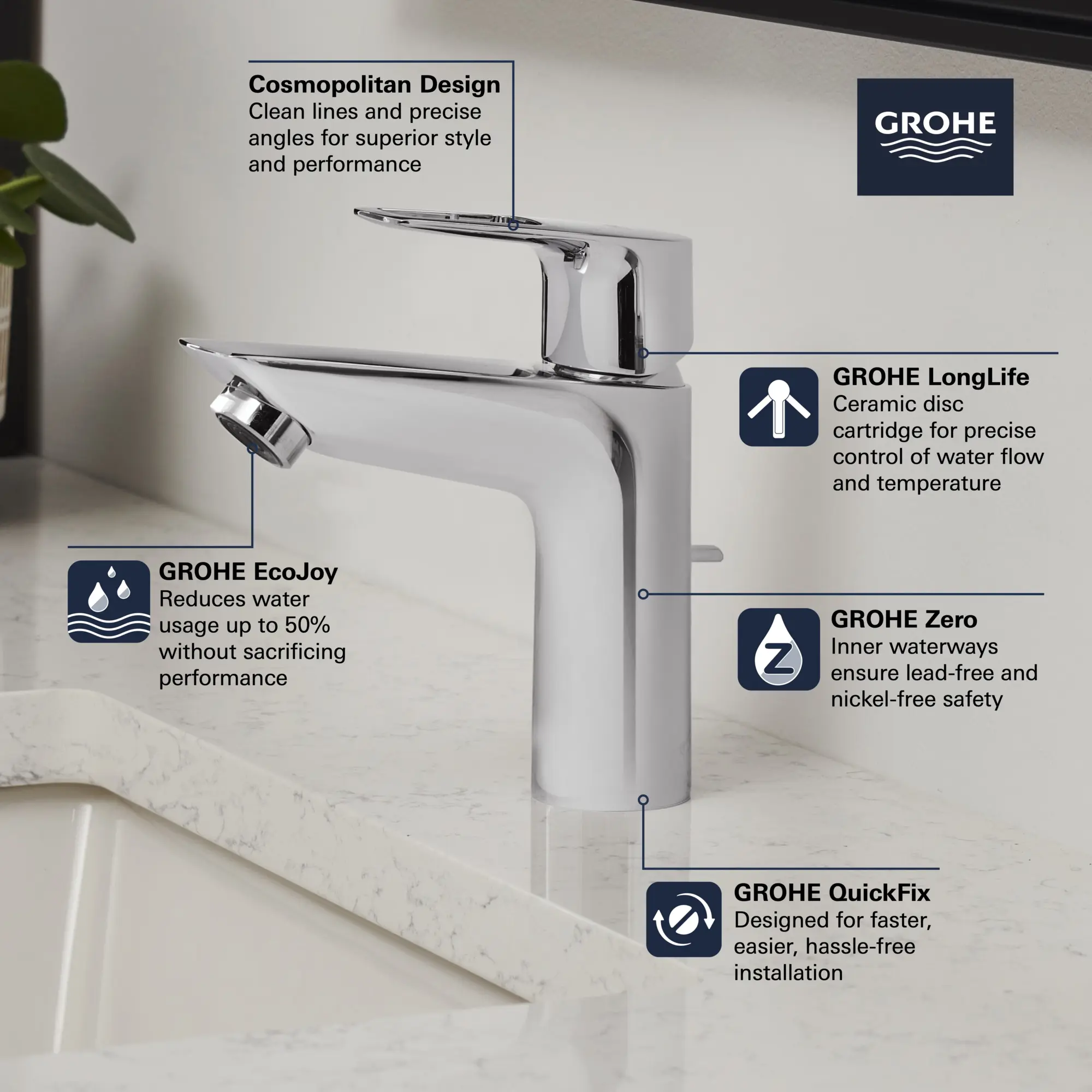 Single Hole Single-Handle M-Size Bathroom Faucet, 1.2 GPM (4.5 L/min)