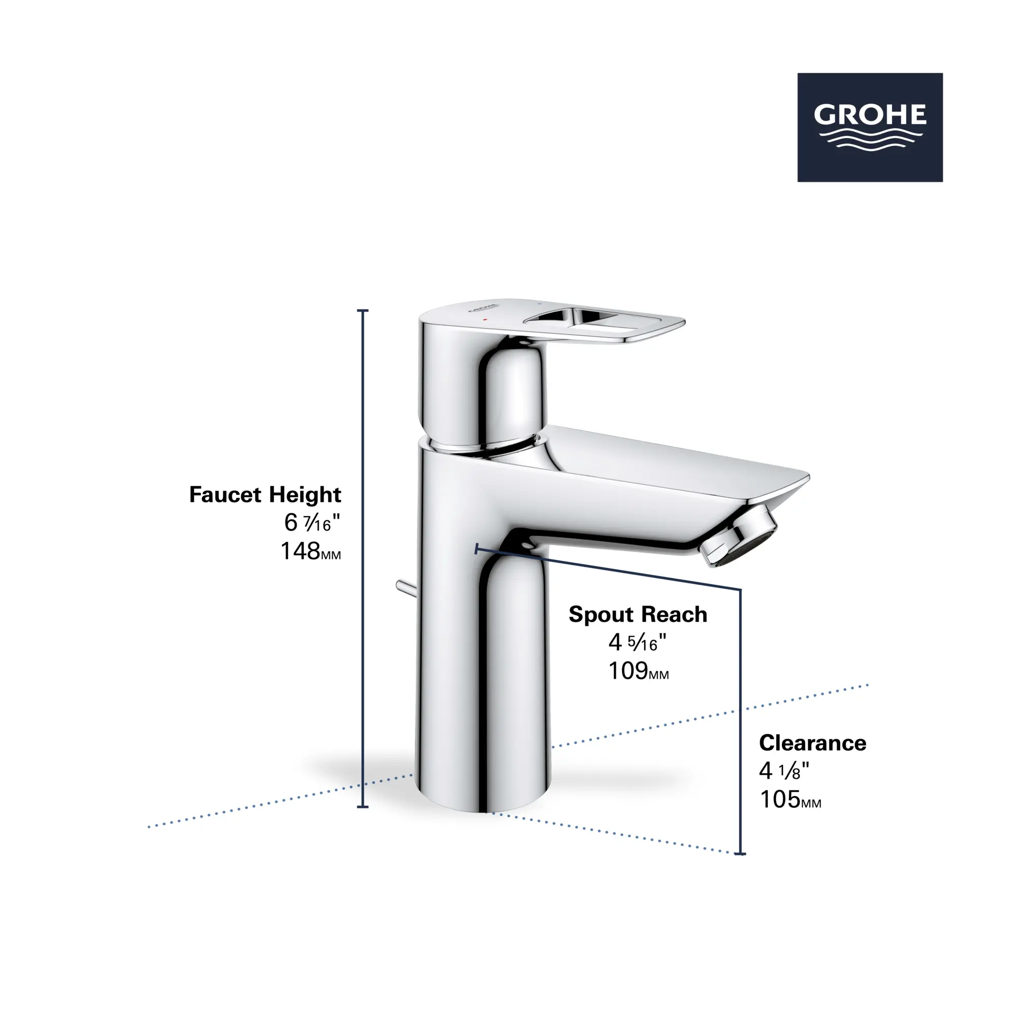 Single Hole Single-Handle M-Size Bathroom Faucet, 1.2 GPM (4.5 L/min)