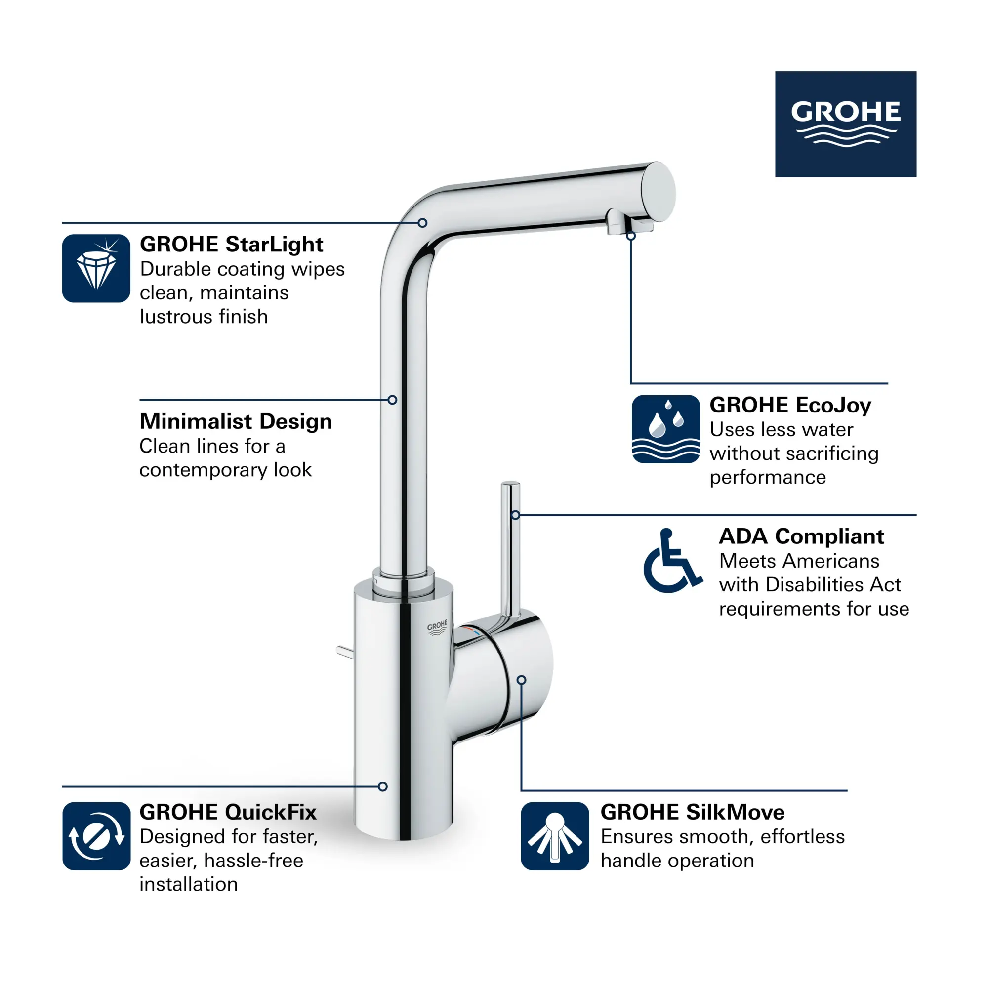 Single Hole Single-Handle L-Size Bathroom Faucet, 1.2 GPM (4.5 L/min)