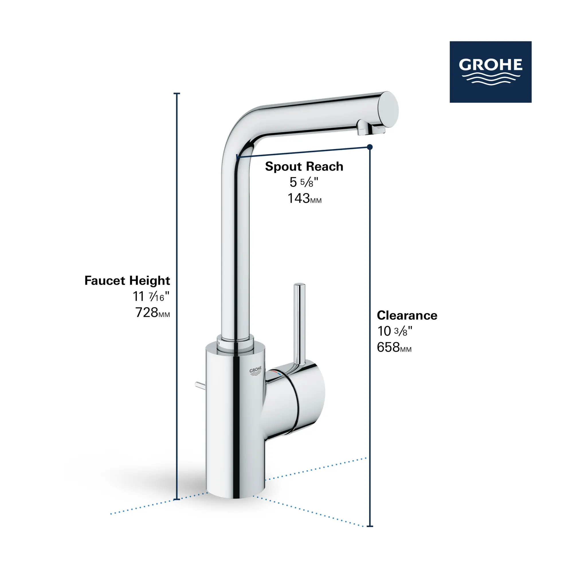 Single Hole Single-Handle L-Size Bathroom Faucet 4.5 L/min (1.2 gpm)