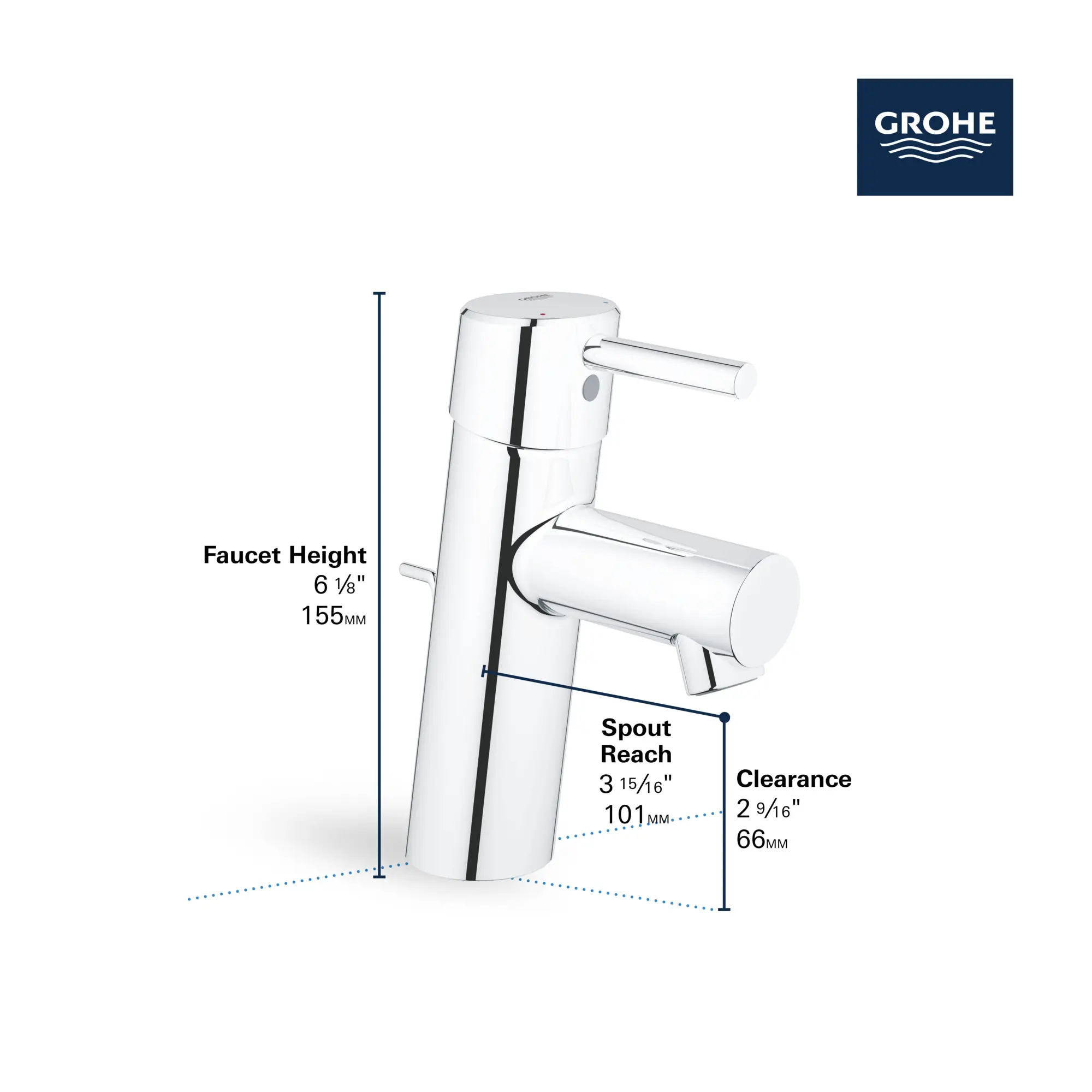 Single Hole Single-Handle S-Size Bathroom Faucet, 1.2 GPM (4.5 L/min) Less Drain