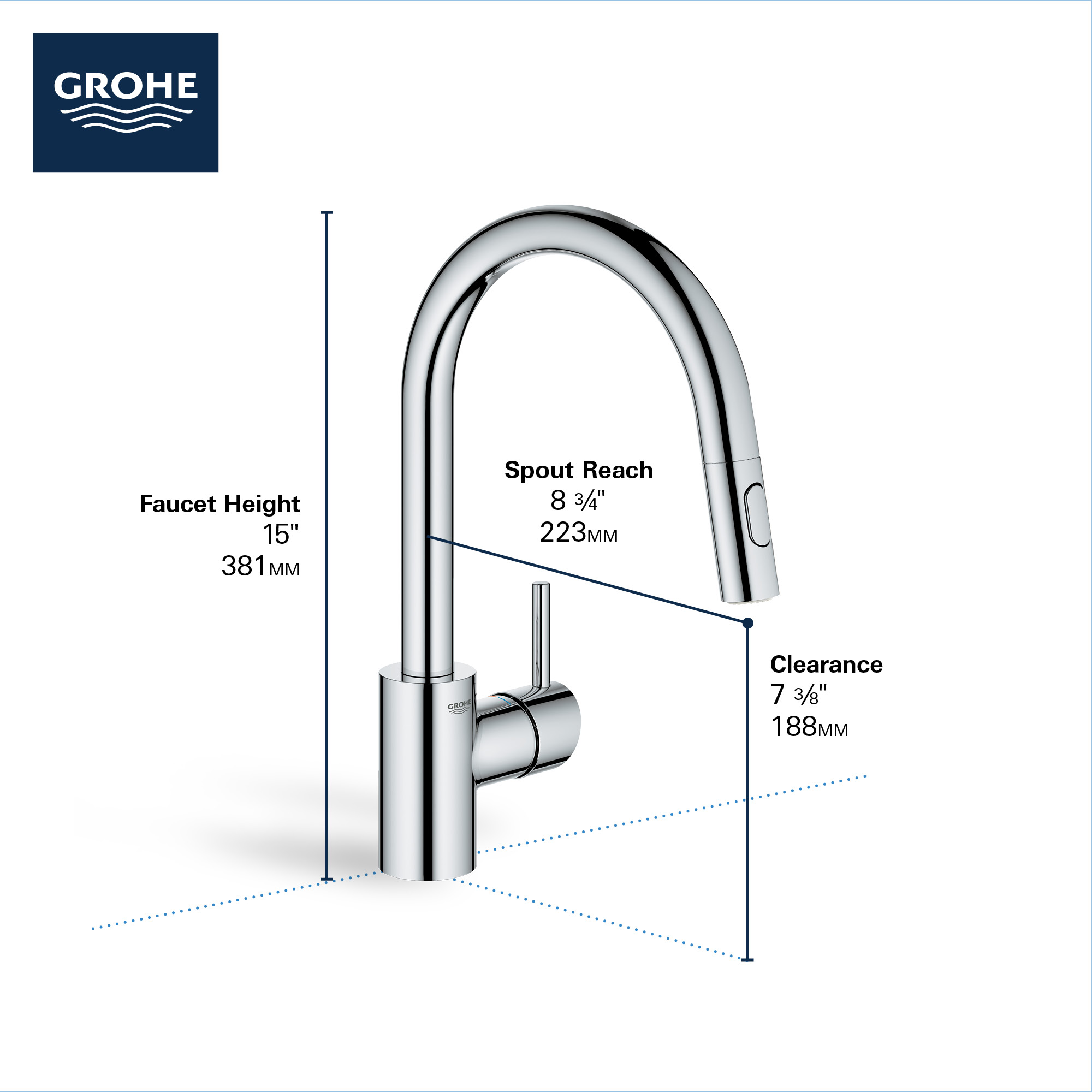 Robinet de cuisine rétractable à poignée simple et double jet 6,6 L/min (1,75 gpm)