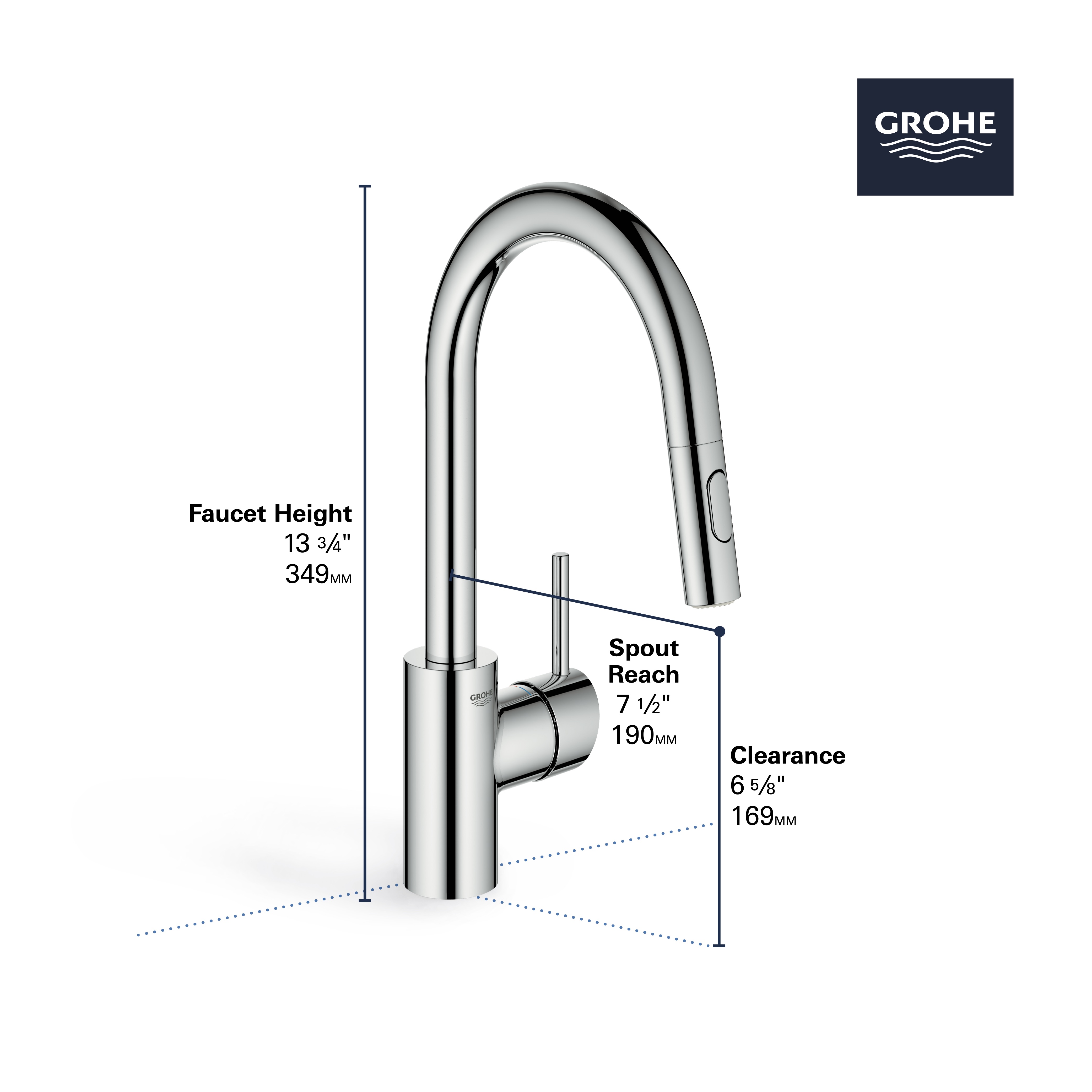 GROHE 31479DC1 Concetto Pull-down Bar Grifo de cocina con pulverizador  Supersteel (acero inoxidable)