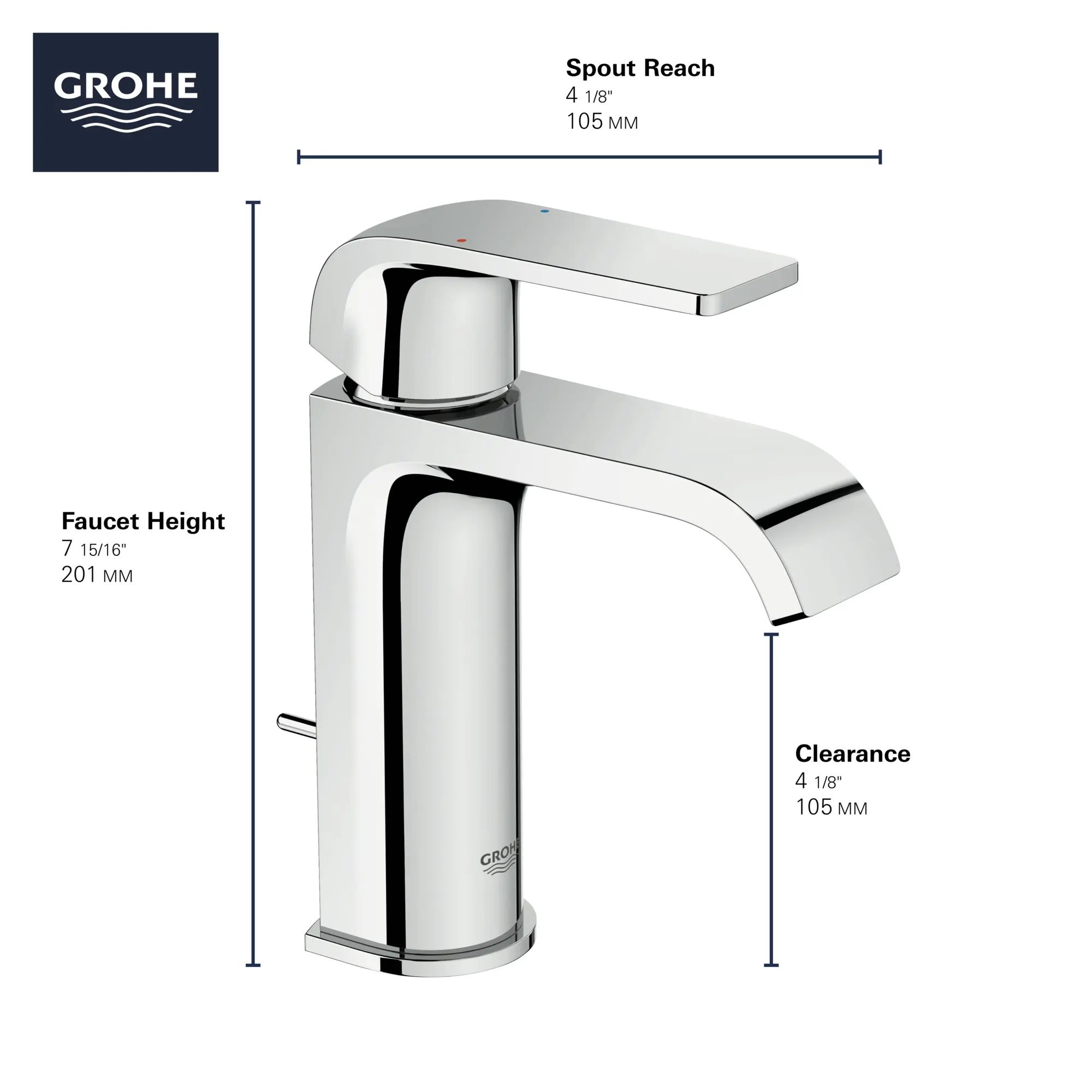 Single Hole Single-Handle S-Size Bathroom Faucet 4.5 L/min (1.2 gpm)