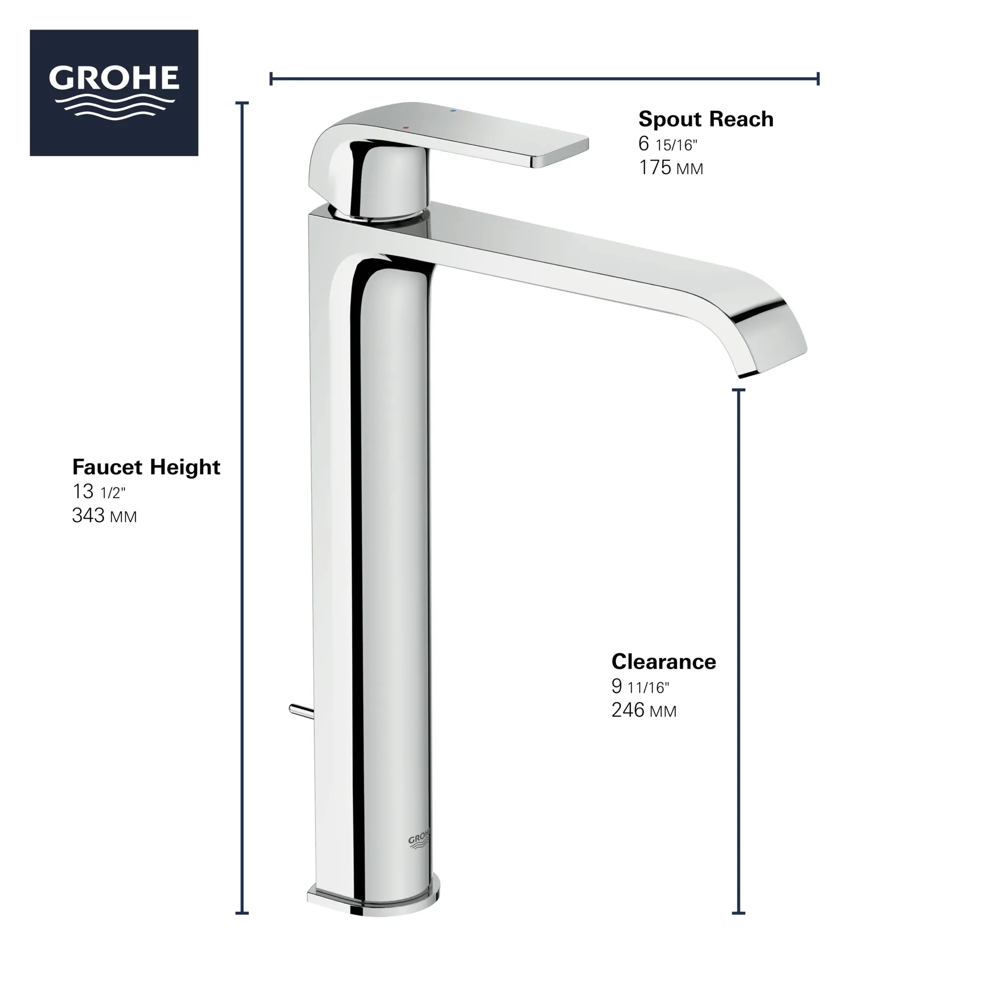 Single Hole Single-Handle Deck Mount Vessel Sink Faucet, 1.2 GPM (4.5 L/min)