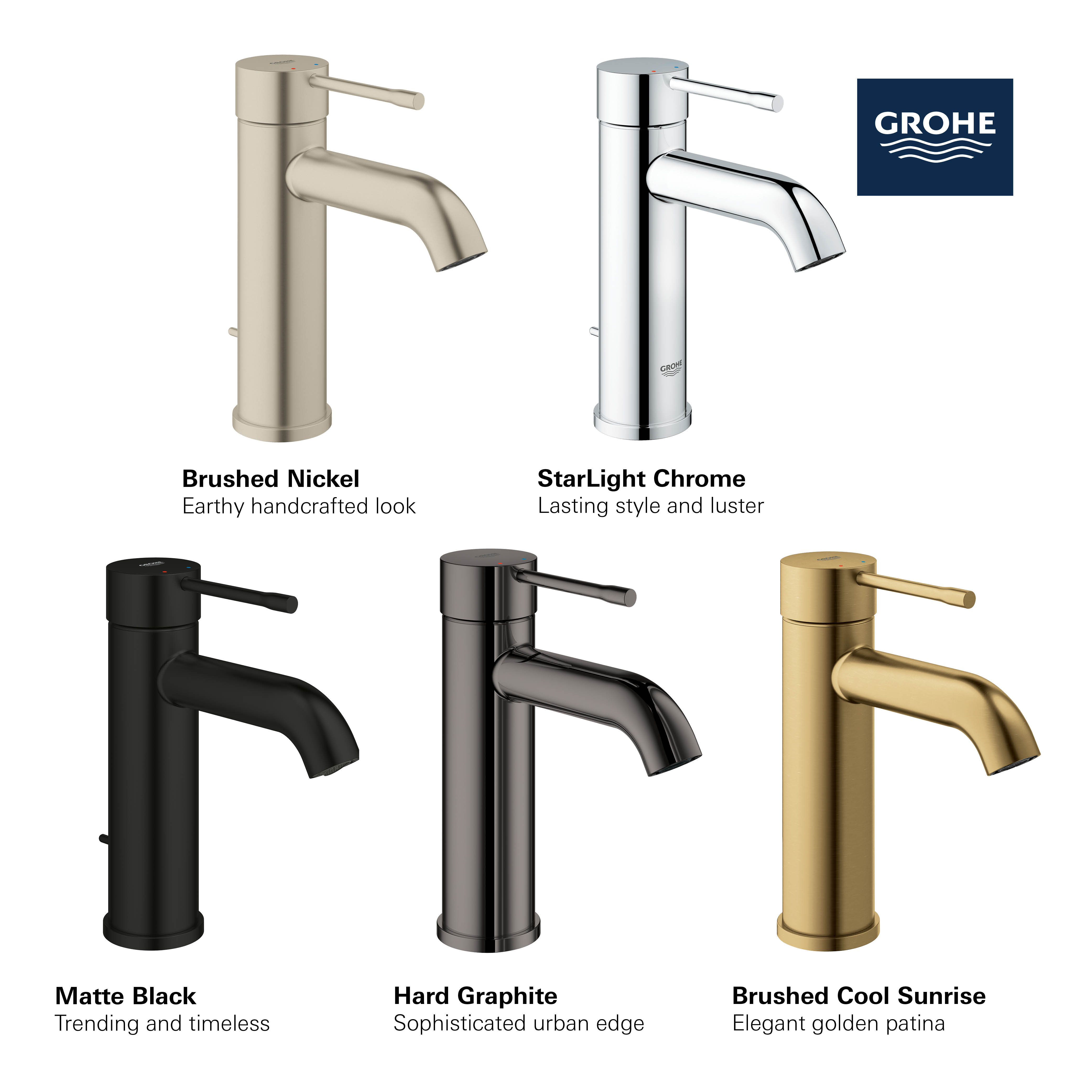  Grohe Essence - Grifo monomando para lavabo con acabado de  grafito duro : Herramientas y Mejoras del Hogar