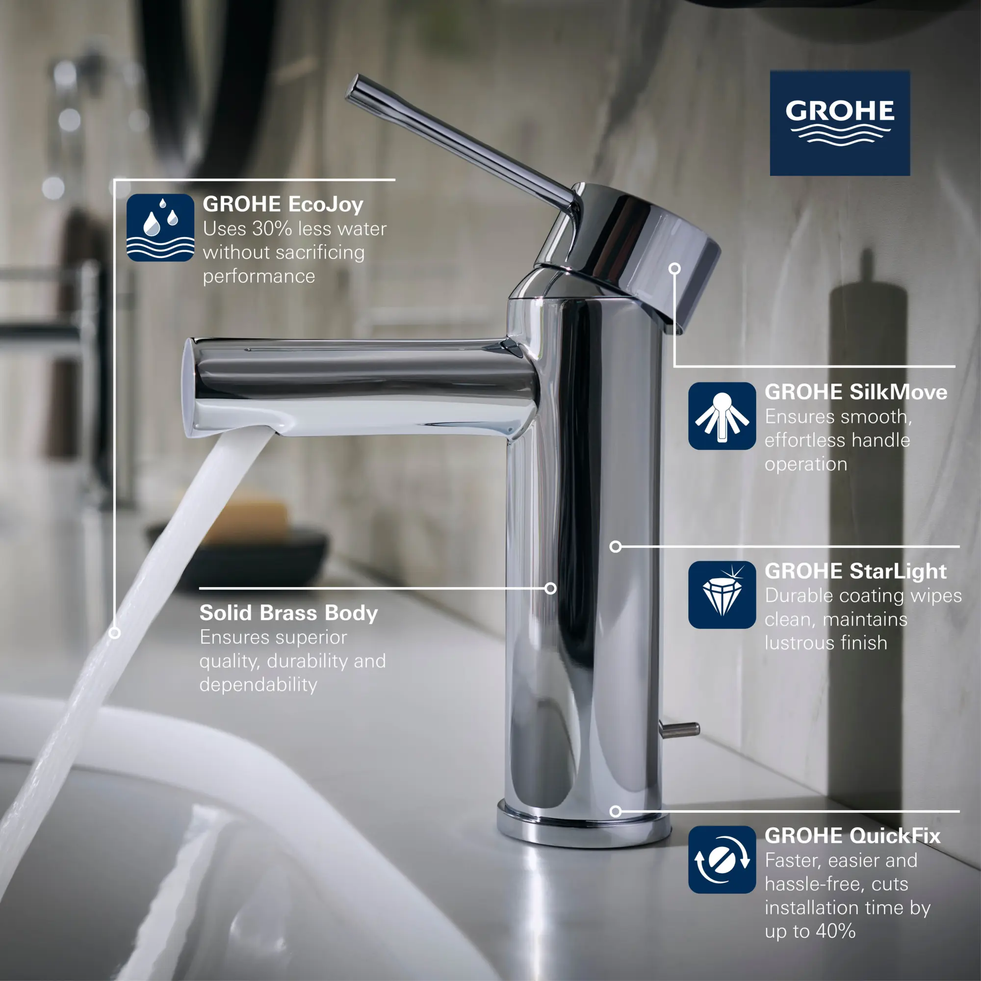 Single Hole Single-Handle S-Size Bathroom Faucet, 1.2 GPM (4.5 L/min)