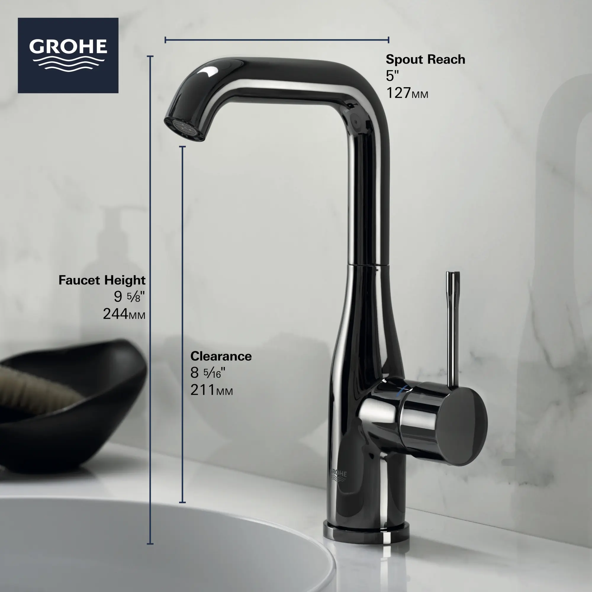 Single Hole Single-Handle L-Size Bathroom Faucet 4.5 L/min (1.2 gpm)