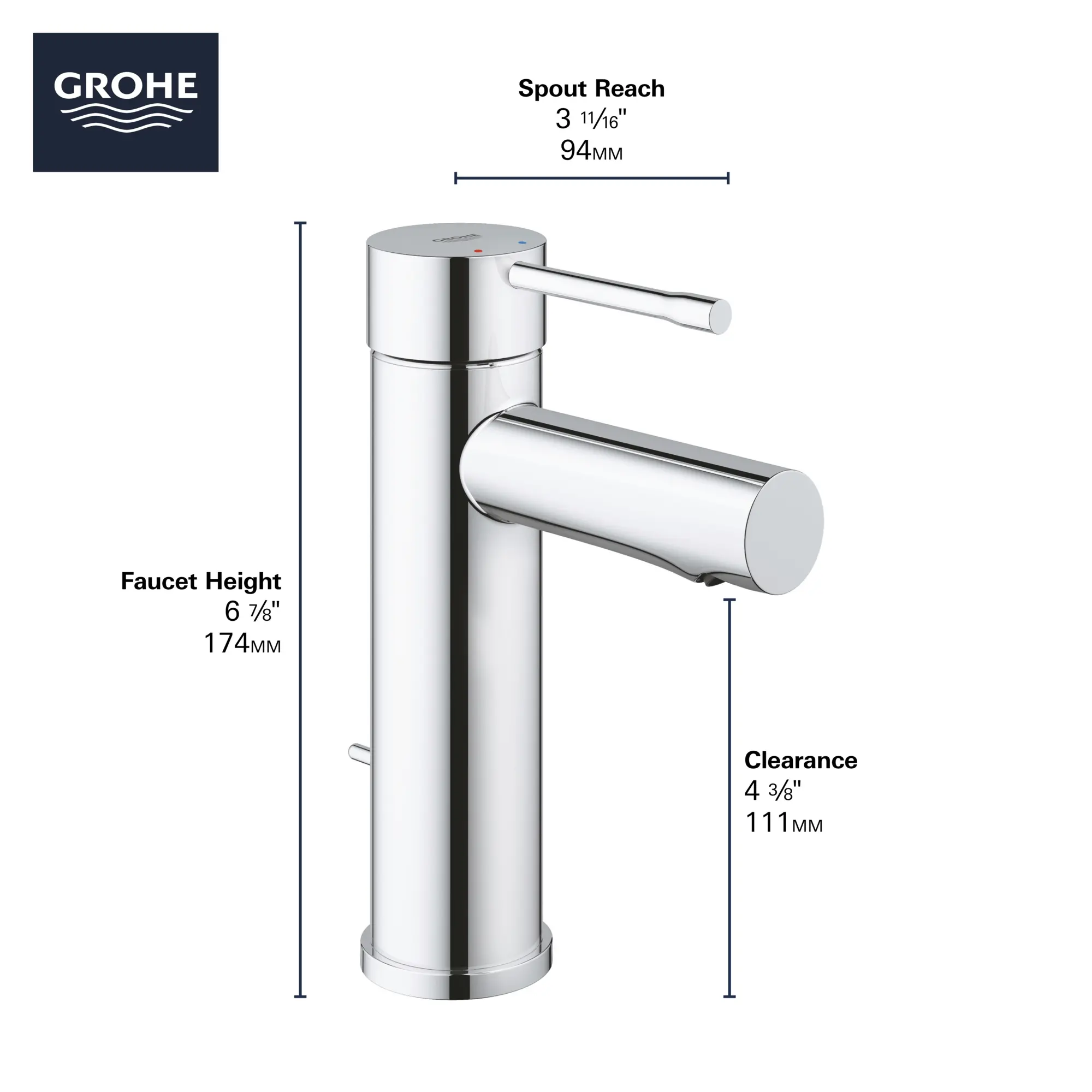 Single Hole Single-Handle S-Size Bathroom Faucet, 1.2 GPM (4.5 L/min)