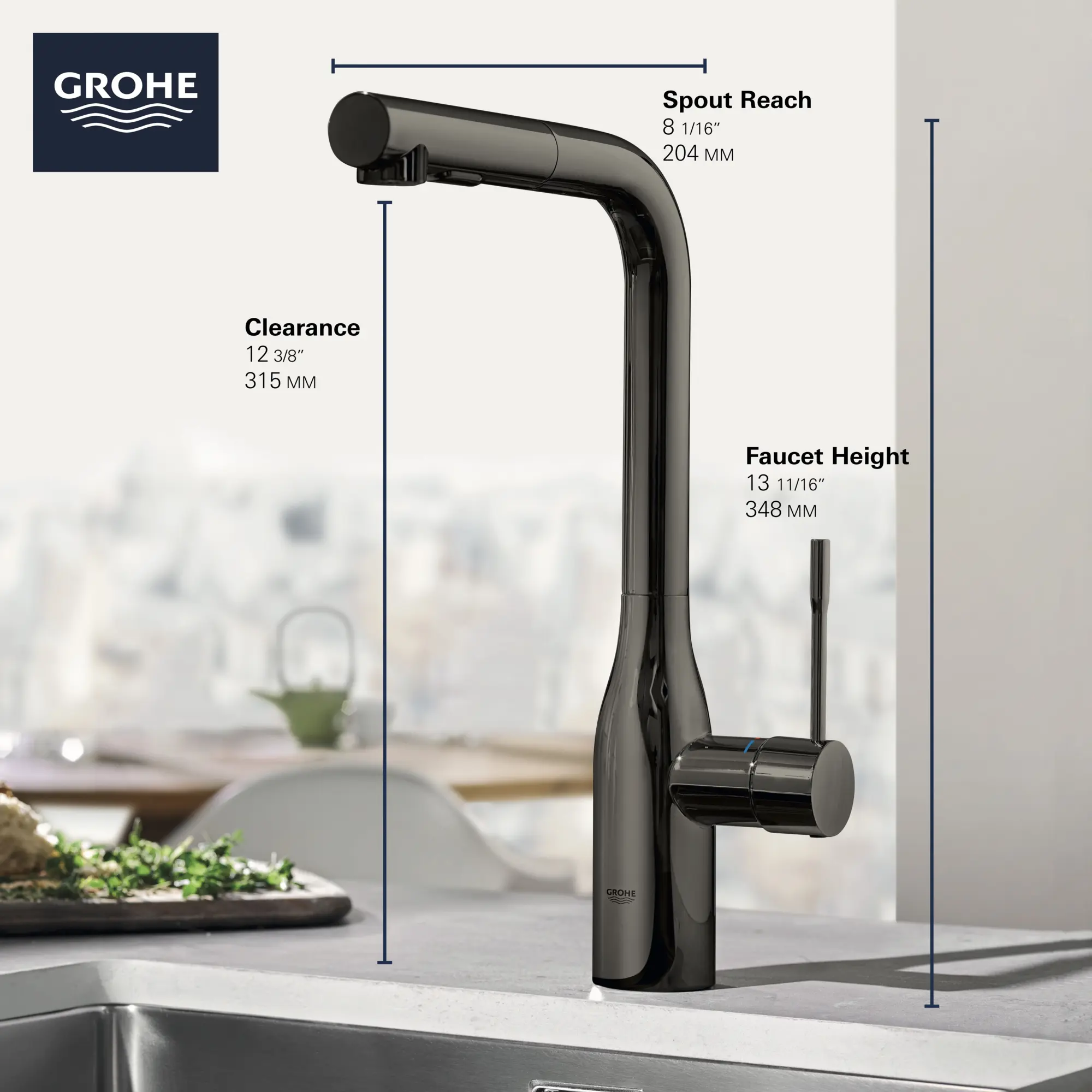 Single-Handle Pull-Out Kitchen Faucet Dual Spray 6.6 L/min (1.75 gpm)