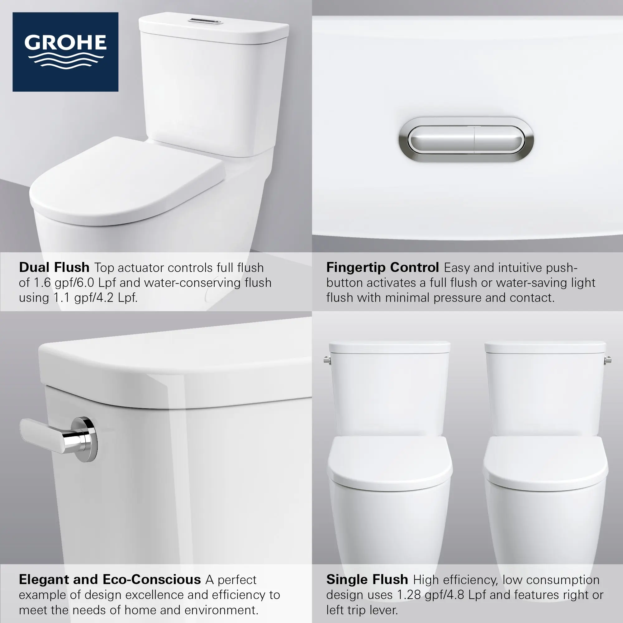 Two-piece Dual Flush Right Height Elongated Toilet with seat