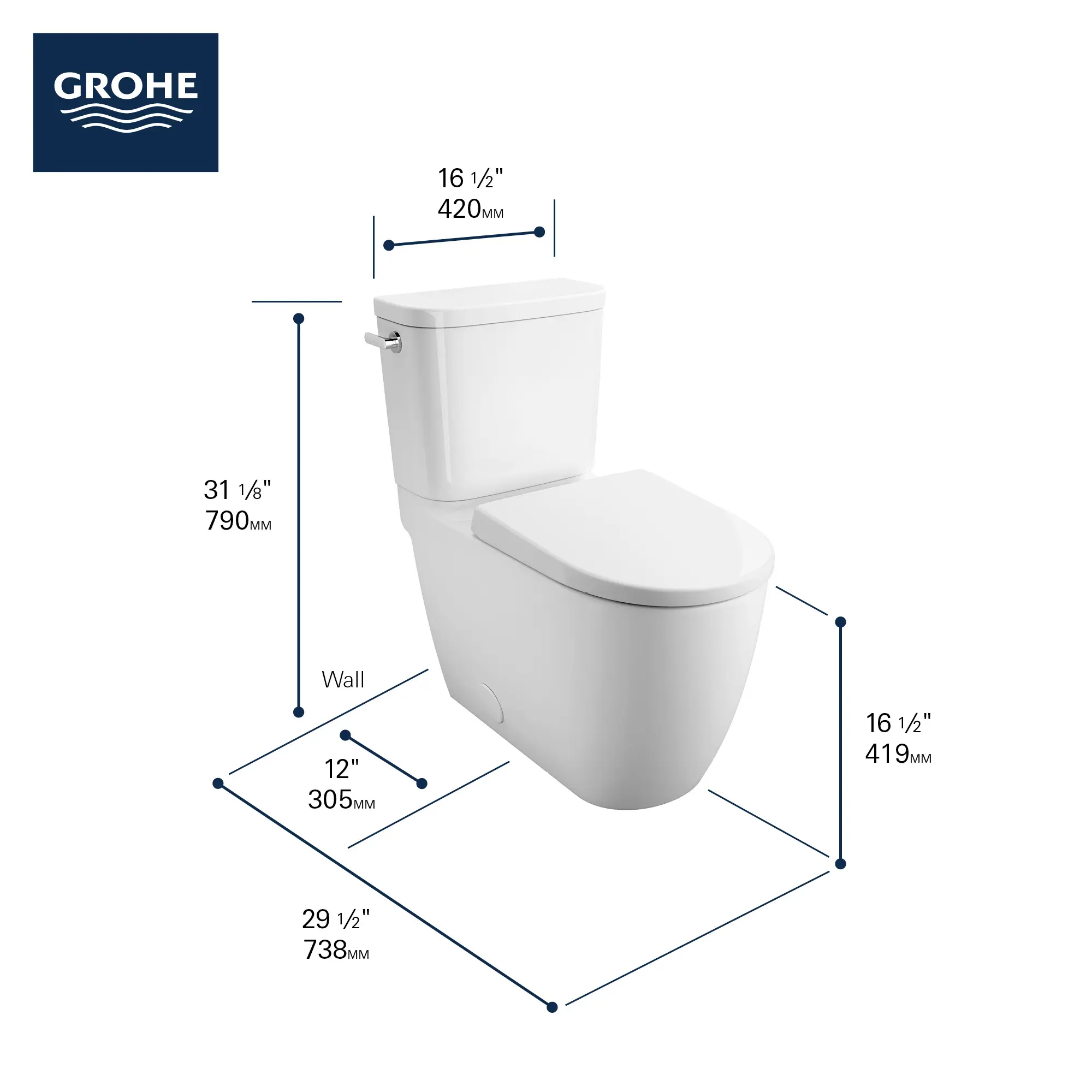 2-piece 4.8 Lpf (1.28 gpf) Right Height Elongated Toilet