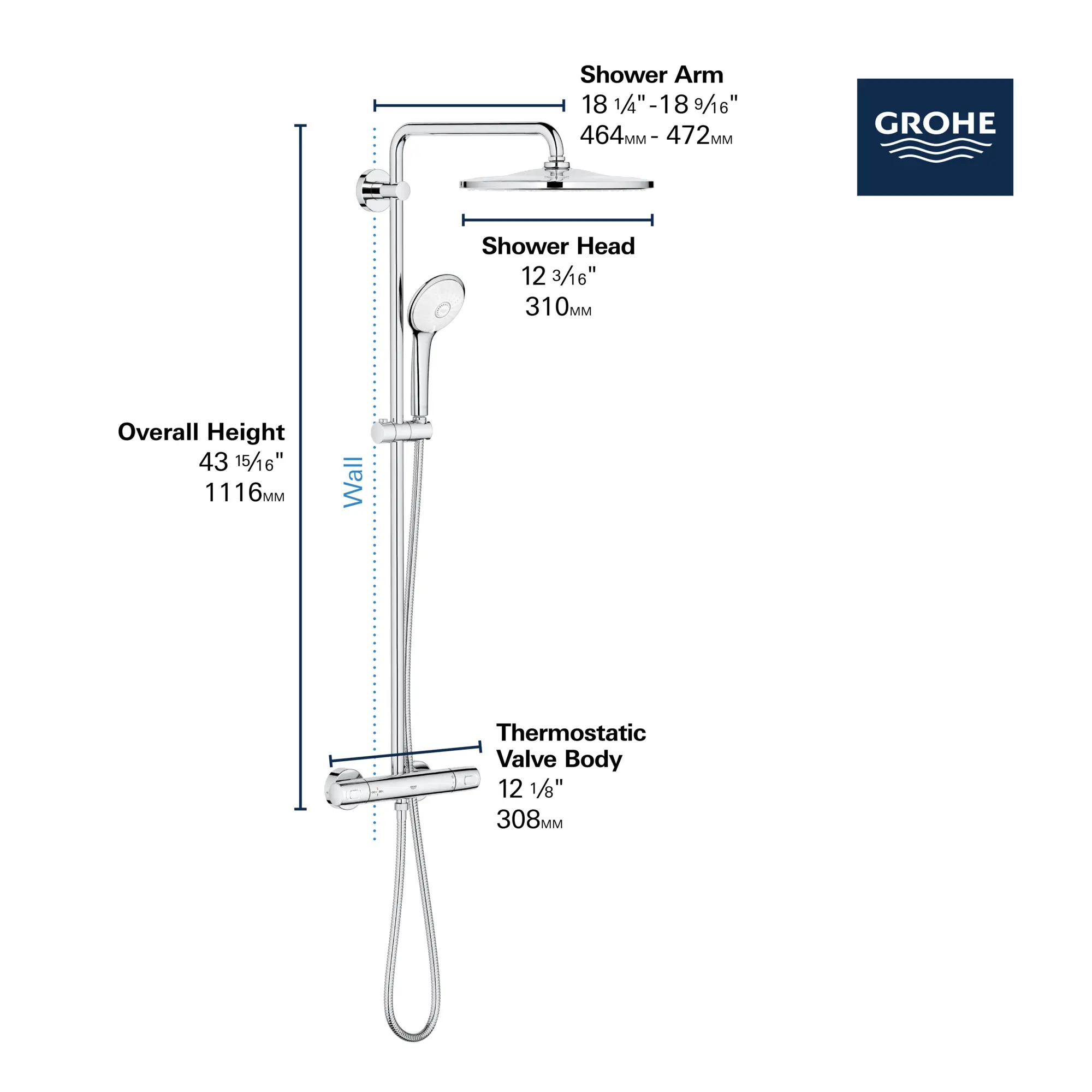 310 CoolTouch Thermostatic Shower System, 1.75gpm