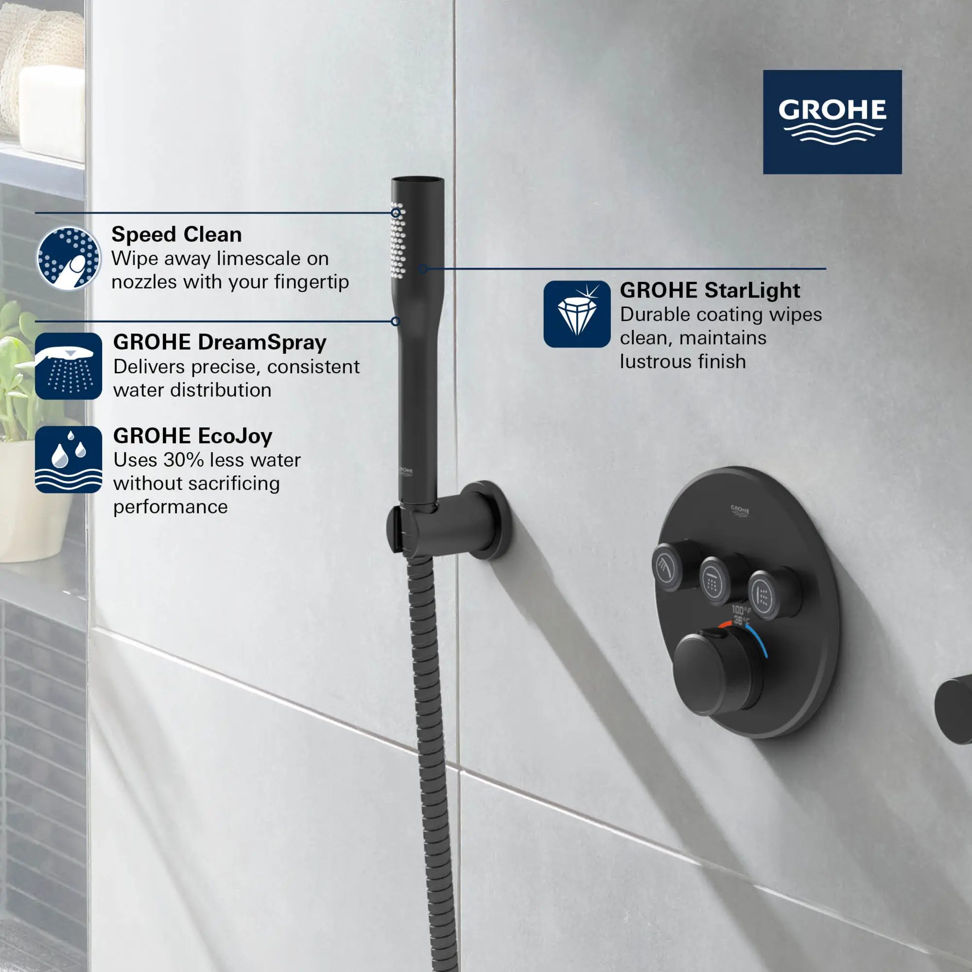Stick Hand Shower - 1 Spray, 1.75 GPM (6.6 L/min)