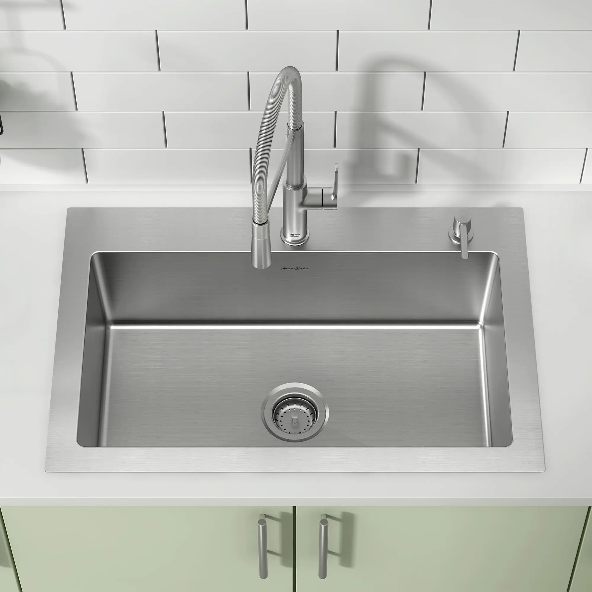 Freestanding Stainless Steel 33 in. 2-Hole Single Bowl Commercial Kitchen Sink
