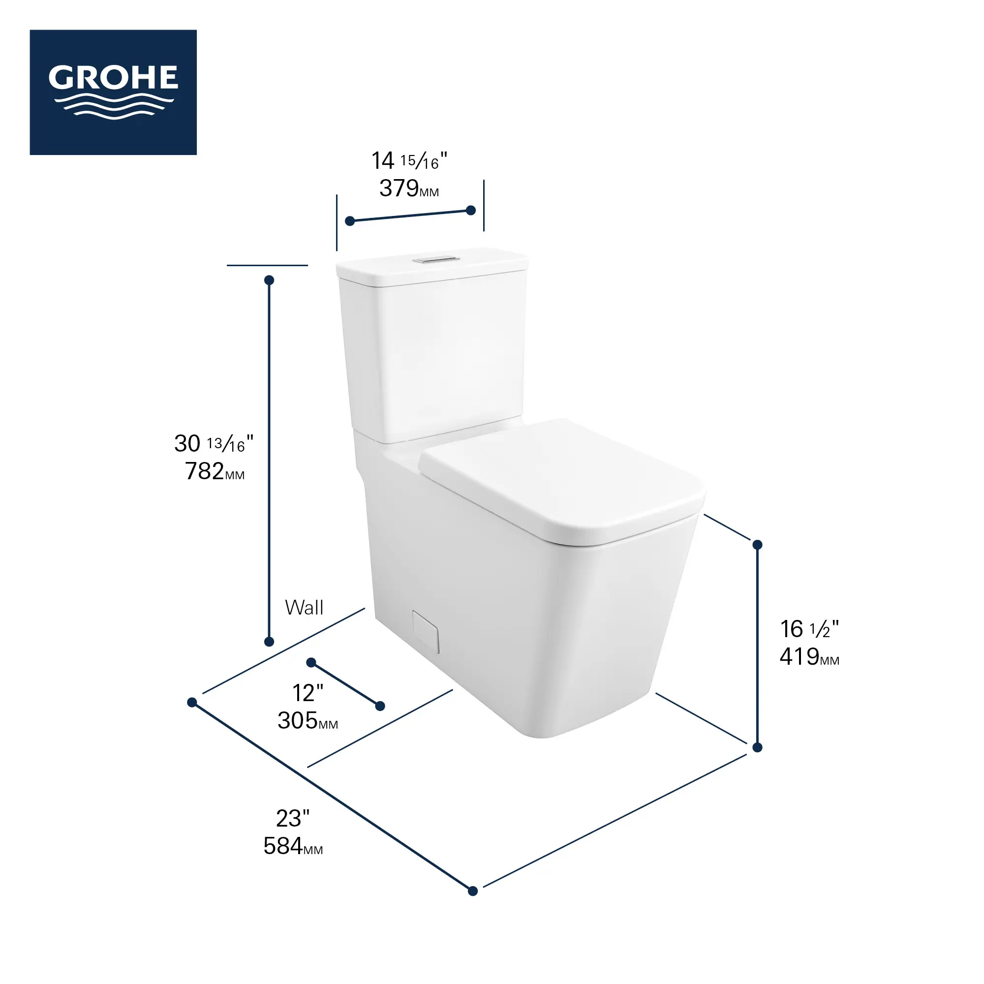 Two-Piece Dual Flush Right Height Elongated Toilet With Seat