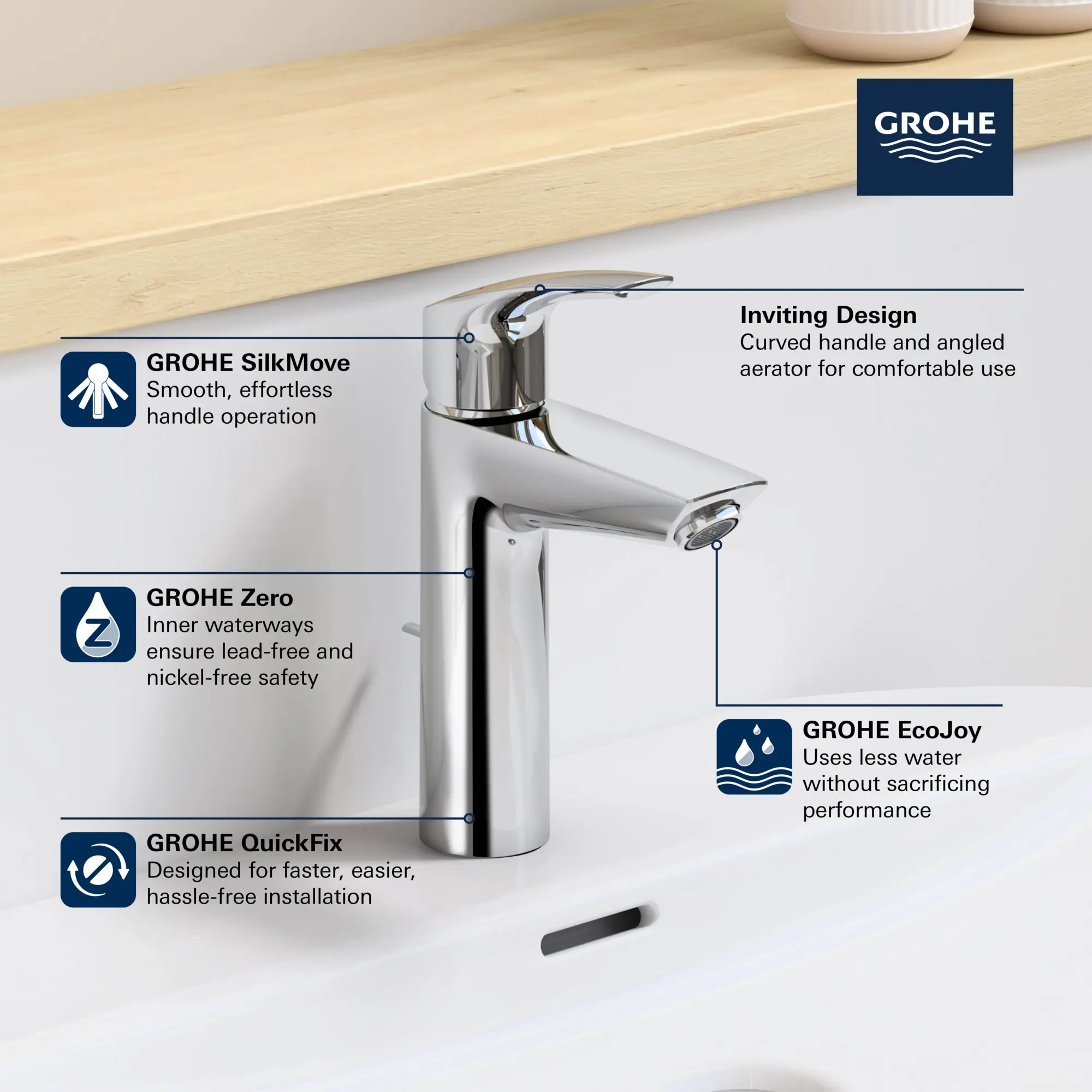 Single Hole Single-Handle M-Size Bathroom Faucet, 1.2 GPM (4.5 L/min)