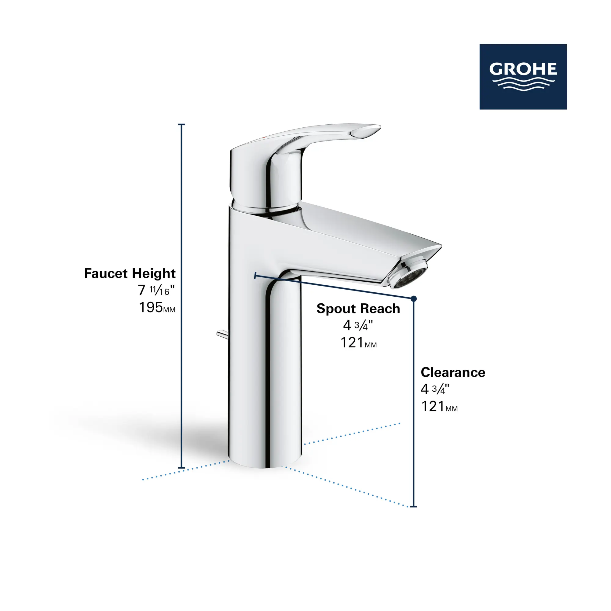 Single Hole Single-Handle M-Size Bathroom Faucet, 1.2 GPM (4.5 L/min)