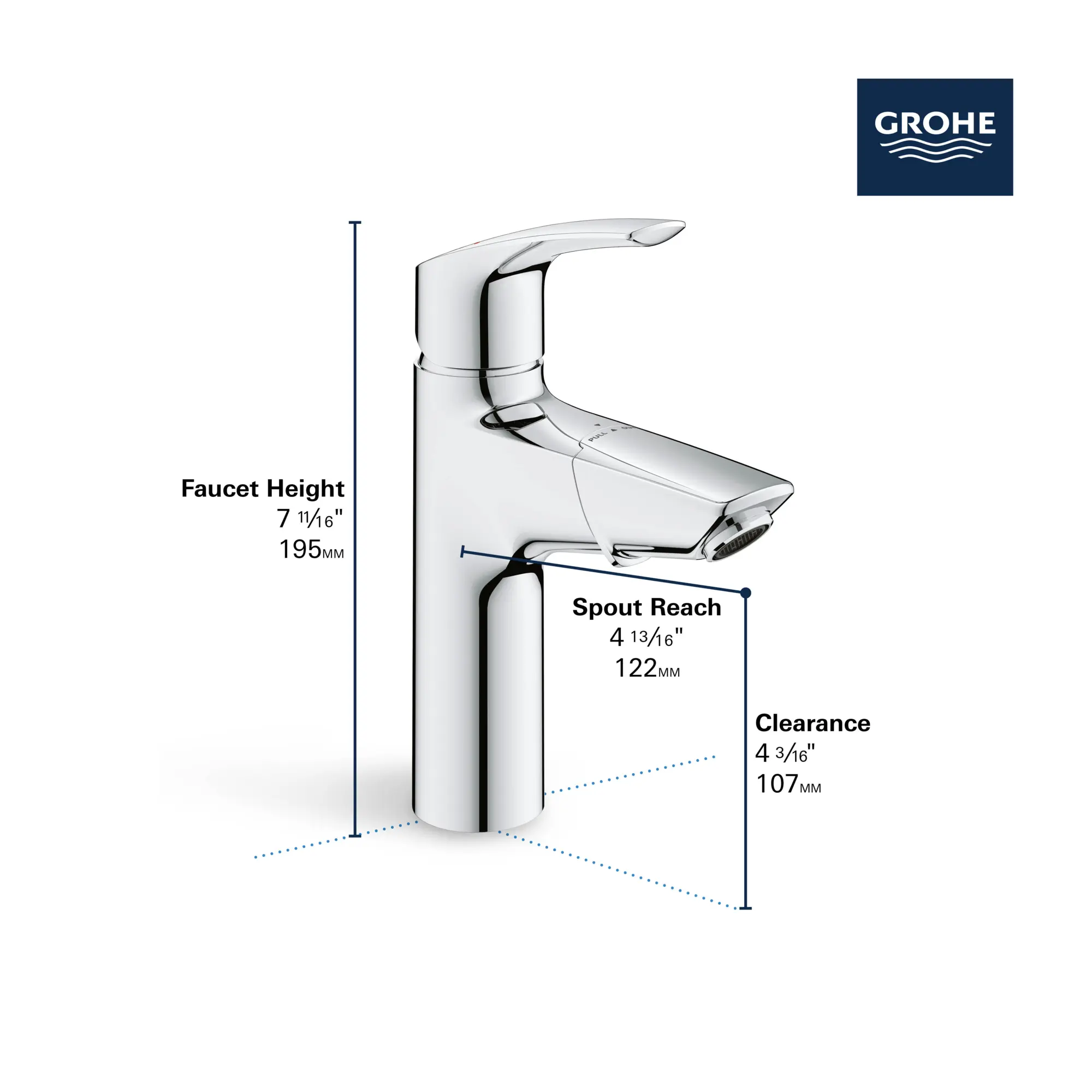 Single Hole Single-Handle M-Size Bathroom Faucet, 1.2 GPM (4.5 L/min) with Pull-Out