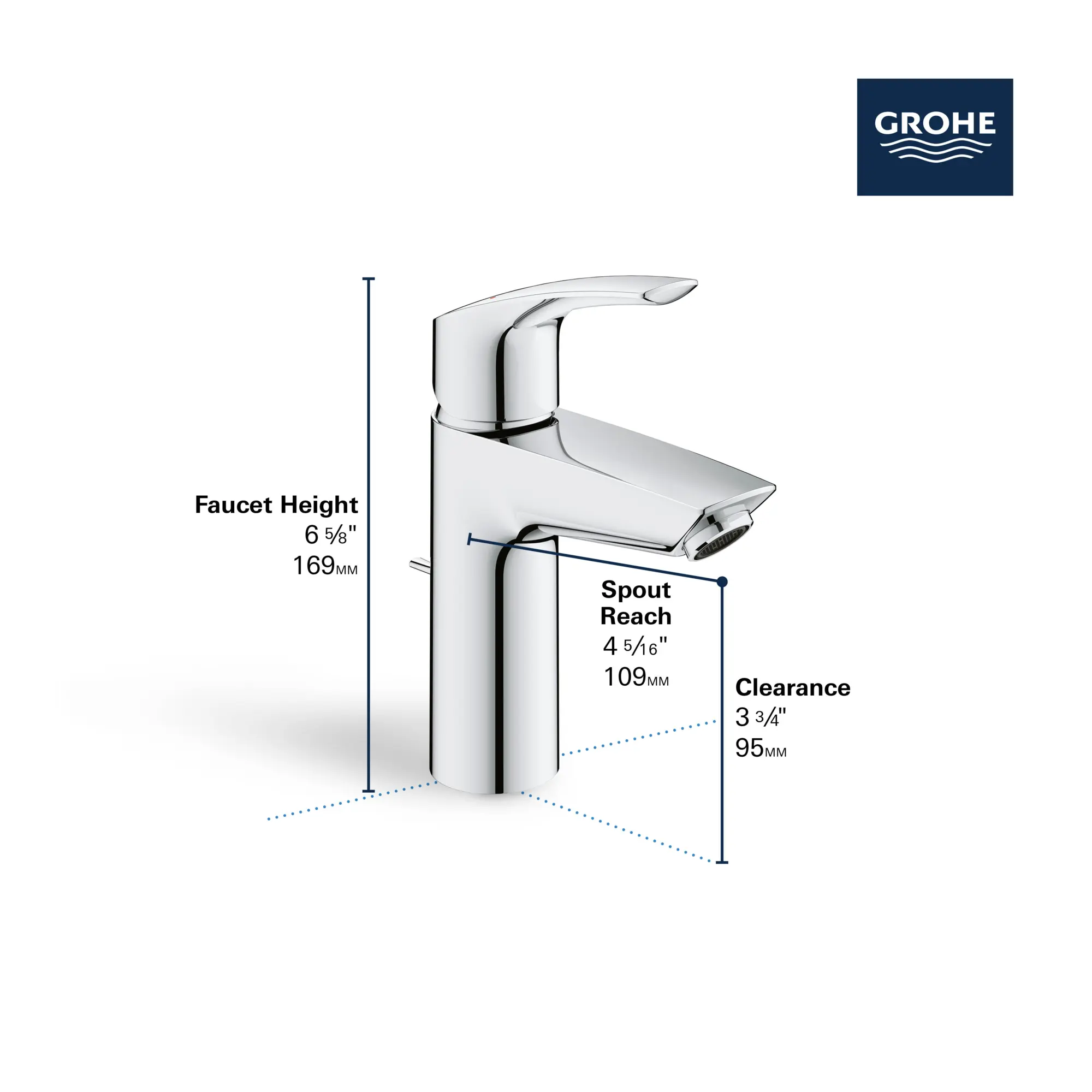 Single Hole Single-Handle S-Size Bathroom Faucet, 1.2 GPM (4.5 L/min) Less Drain