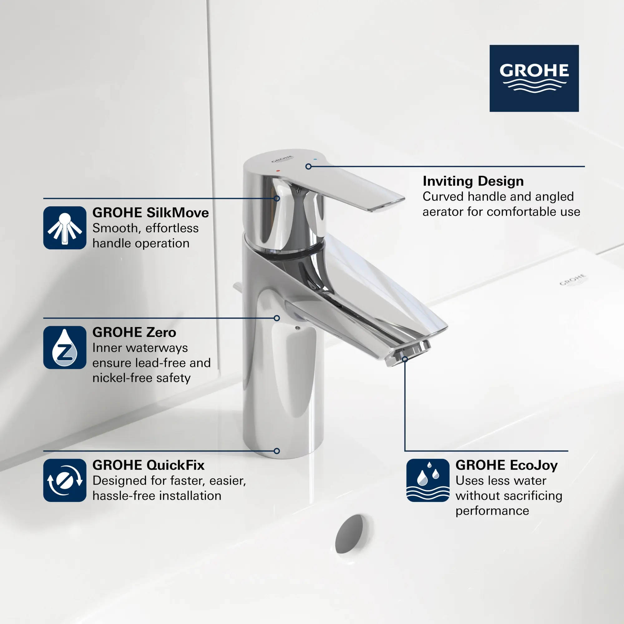 Single Hole Single-Handle S-Size Bathroom Faucet, 1.2 GPM (4.5 L/min) Less Drain