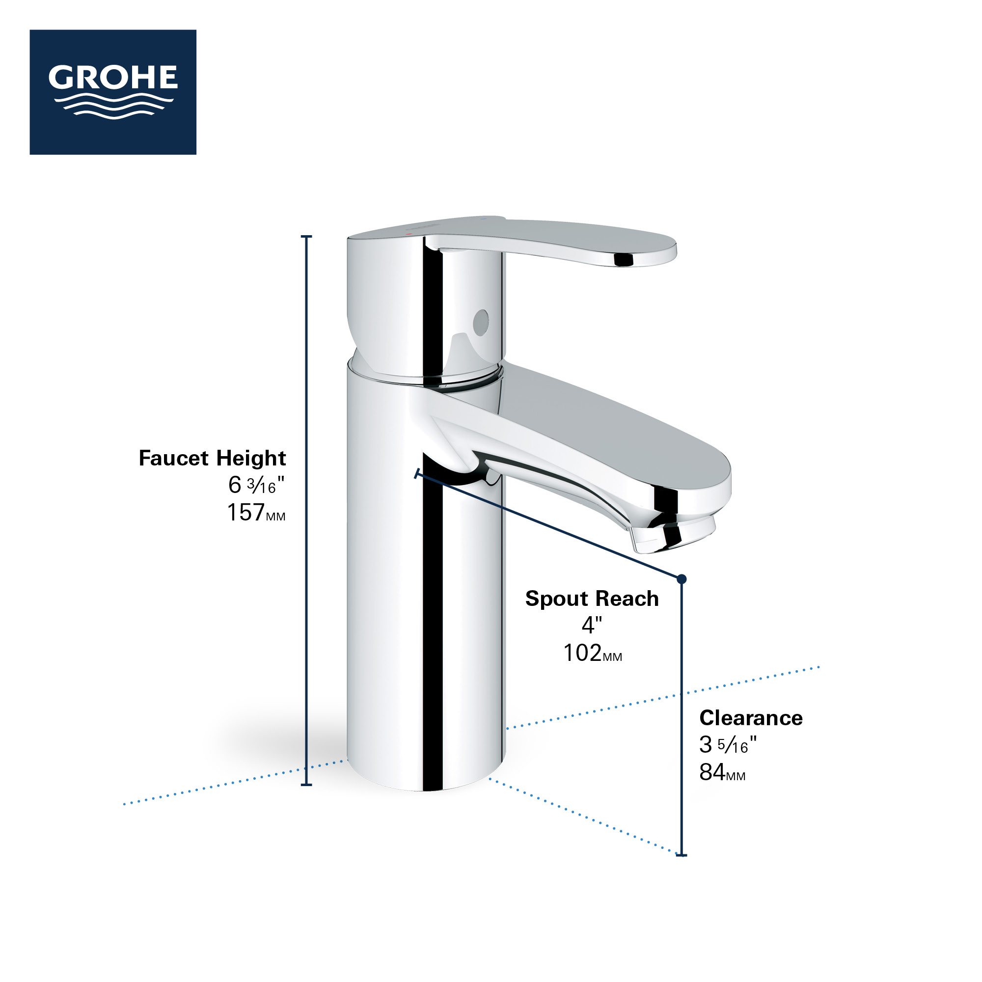 Single Hole Single-Handle S-Size Bathroom Faucet 4.5 L/min (1.2 gpm) Less Drain