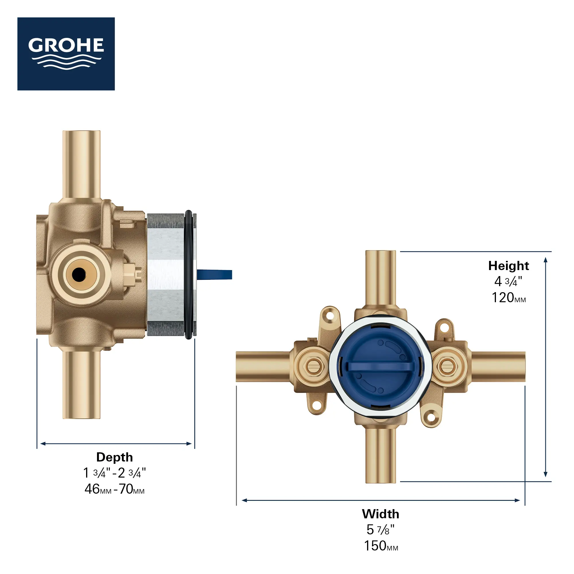 Pressure Balance Rough-In Valve 1/2" Stub-out Inlets/Outlets