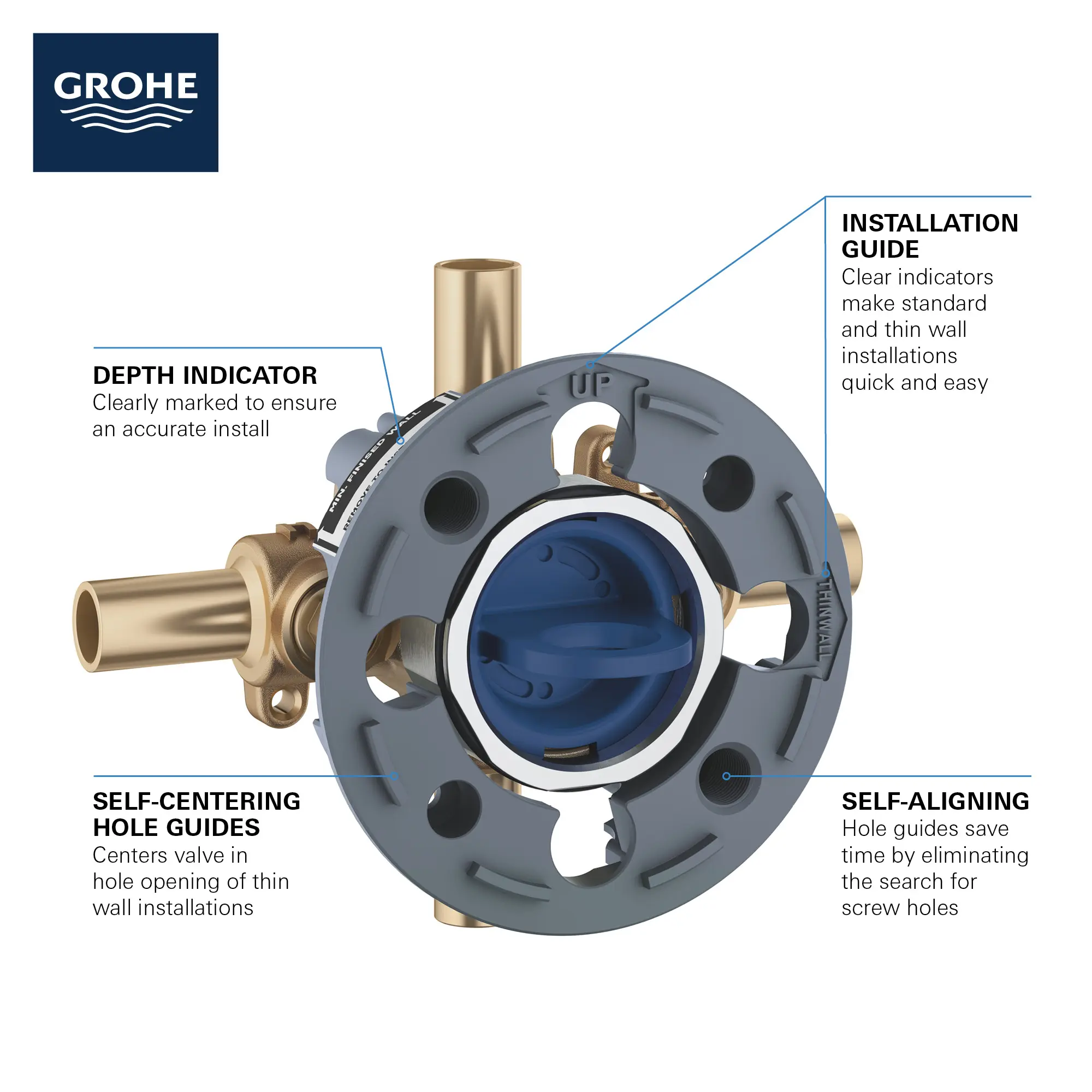 Pressure Balance Rough-In Valve 1/2" Stub-out Inlets/Outlets