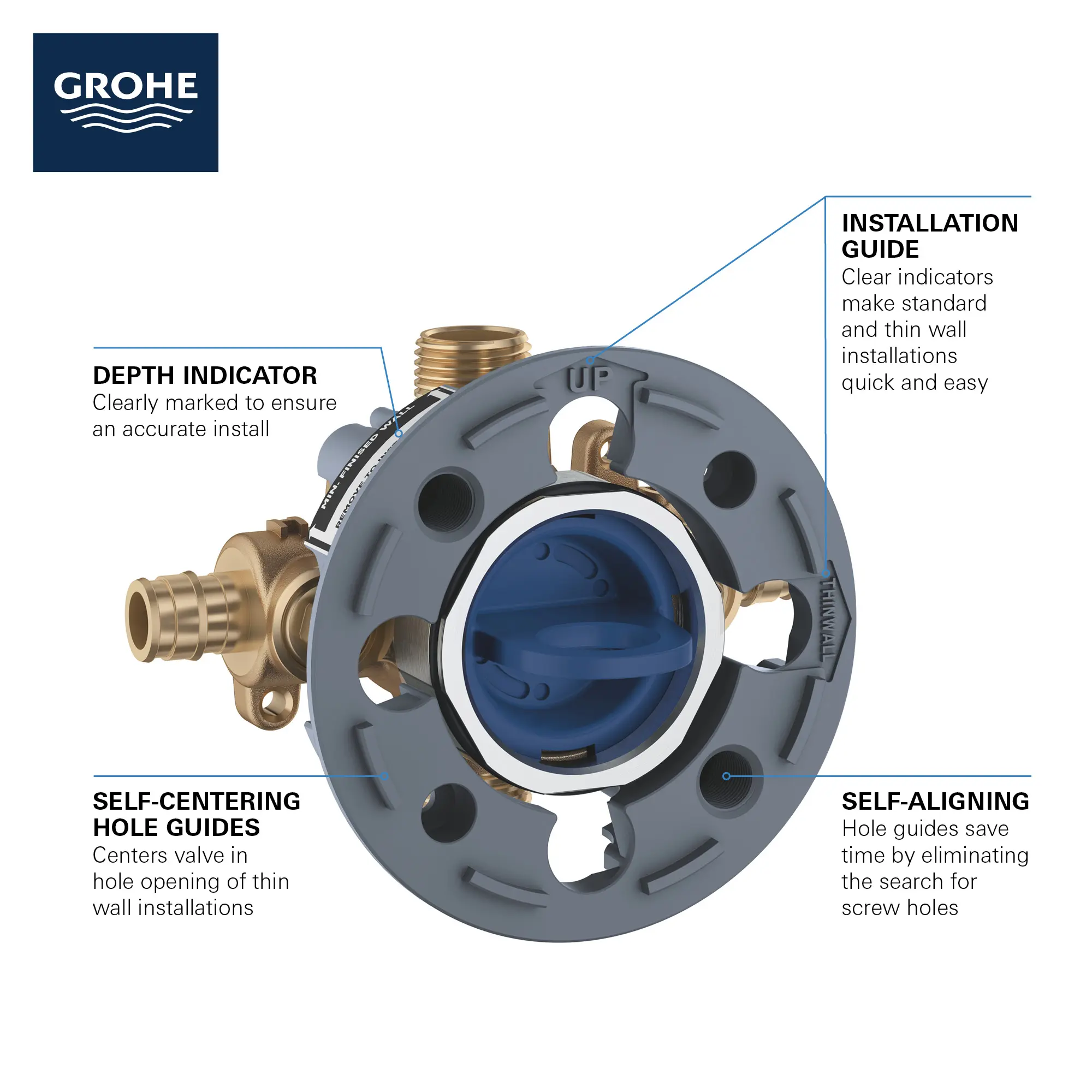 Pressure Balance Rough-In Valve 1/2" PEX Cold Expansion (ASTM F1960) Inlets