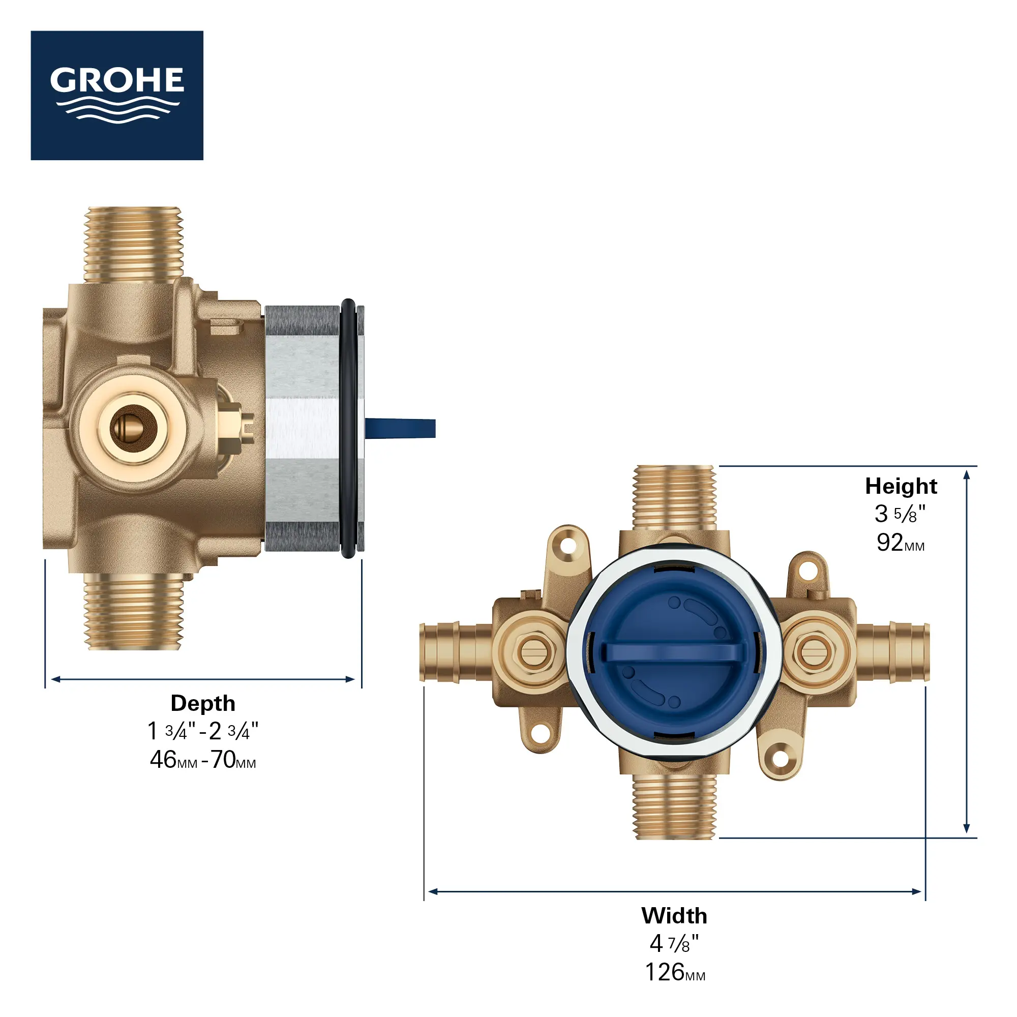 Pressure Balance Rough-In Valve 1/2" PEX Cold Expansion (ASTM F1960) Inlets
