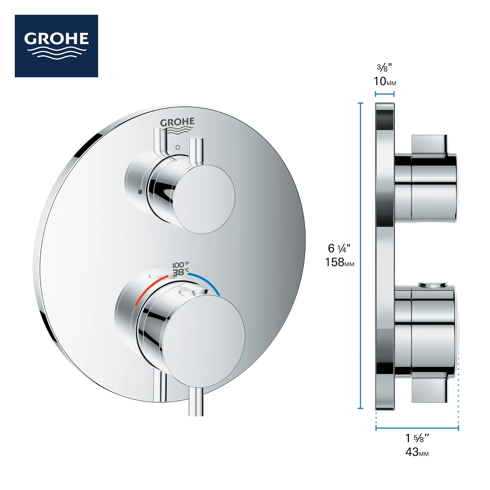 Dual Function 2-Handle Thermostatic Valve Trim