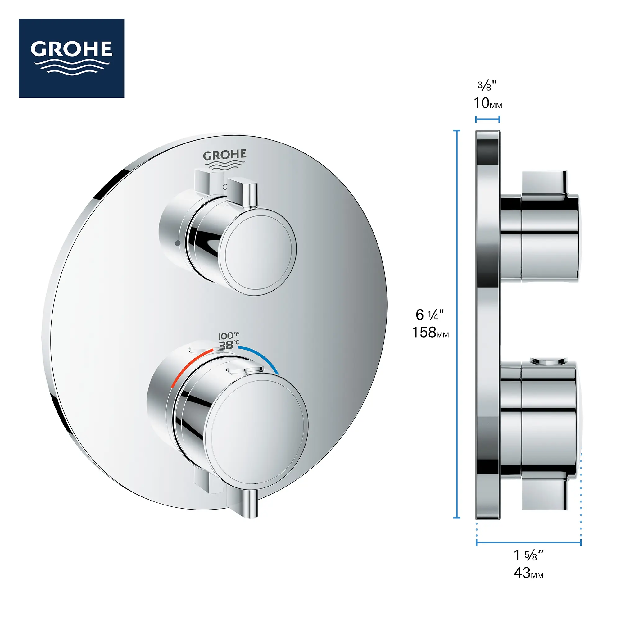 Single Function 2-Handle Thermostatic Valve Trim