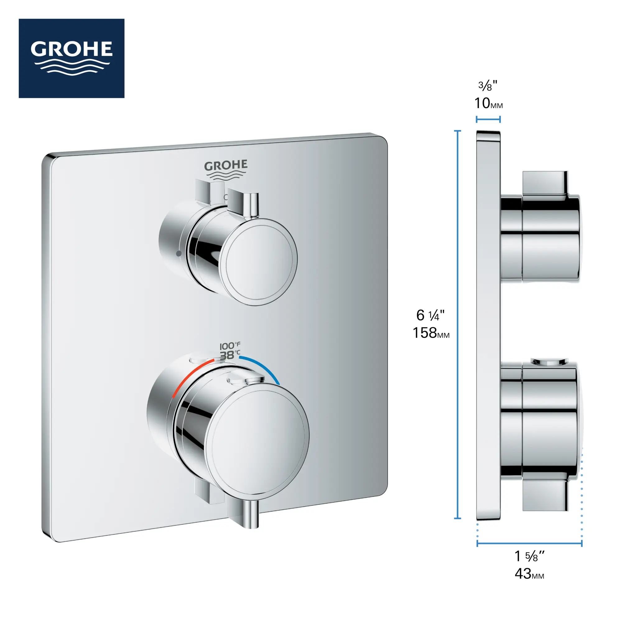 Single Function 2-Handle Thermostatic Valve Trim