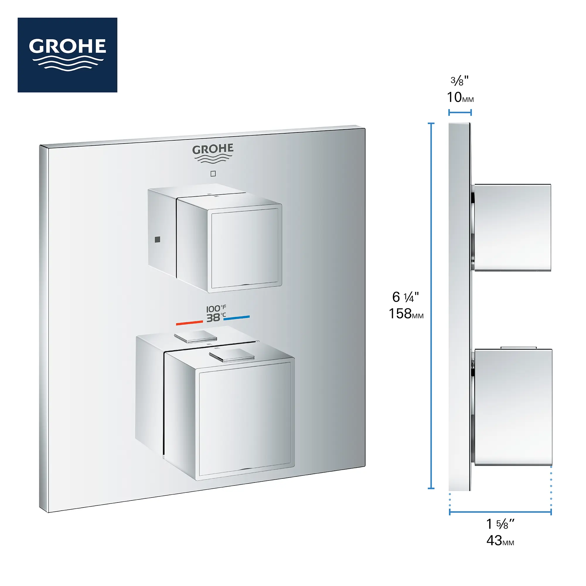 Single Function 2-Handle Thermostatic Valve Trim