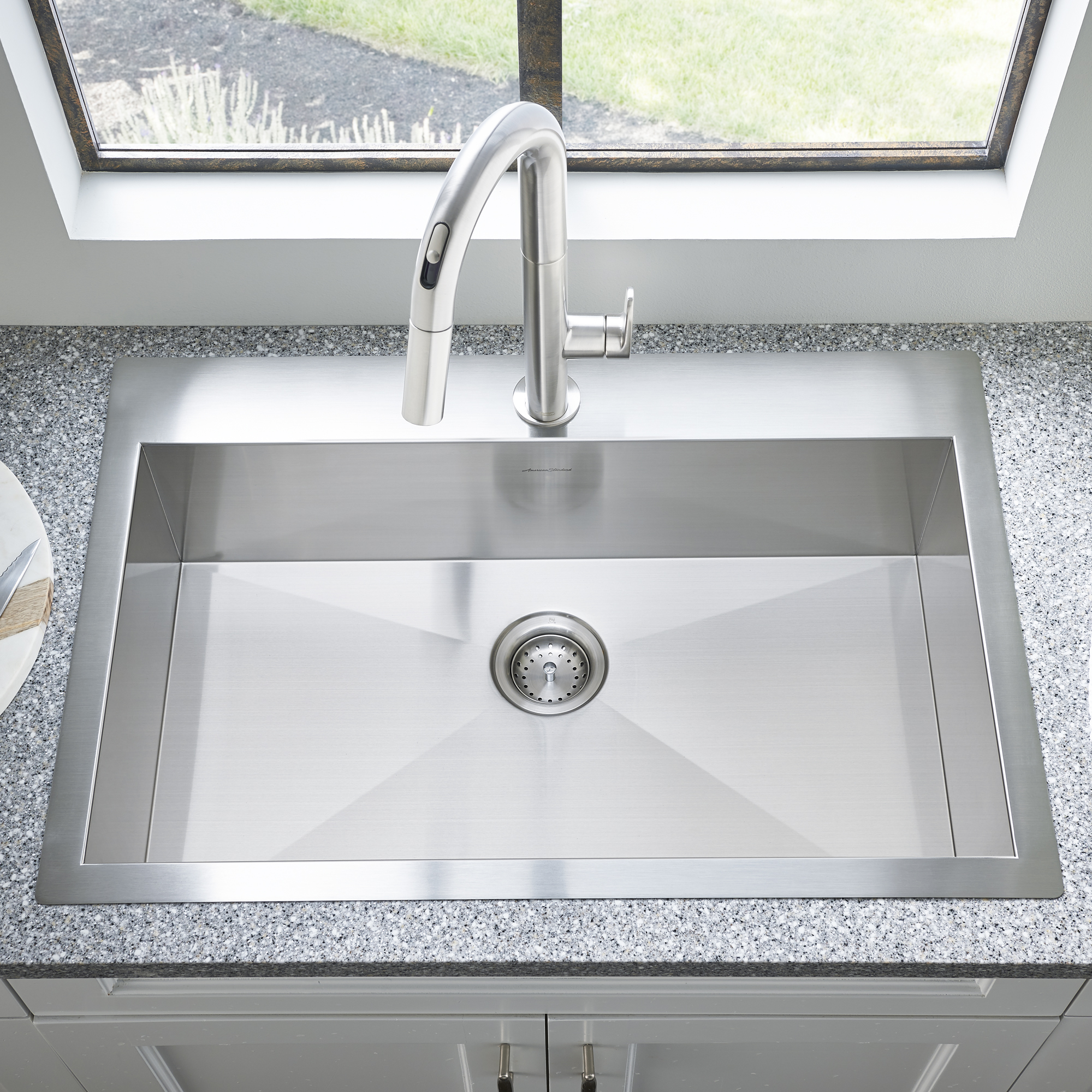 American Standard Sullivan Drop-In 33-in x 22-in Stainless Steel Double  Offset Bowl 2-Hole Kitchen Sink All-in-one Kit
