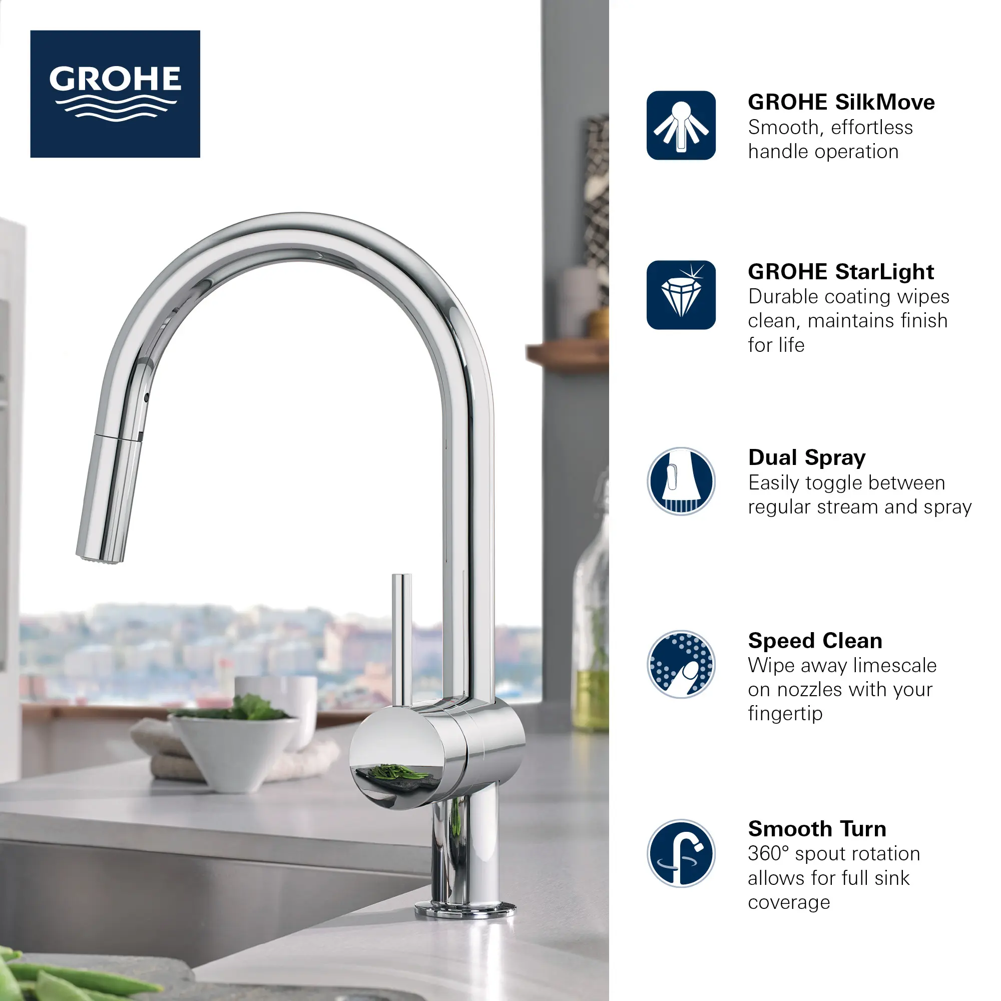 Minta Single-Handle Pull-Down Kitchen Faucet Dual Spray 1.75 GPM (6.6 L/min)