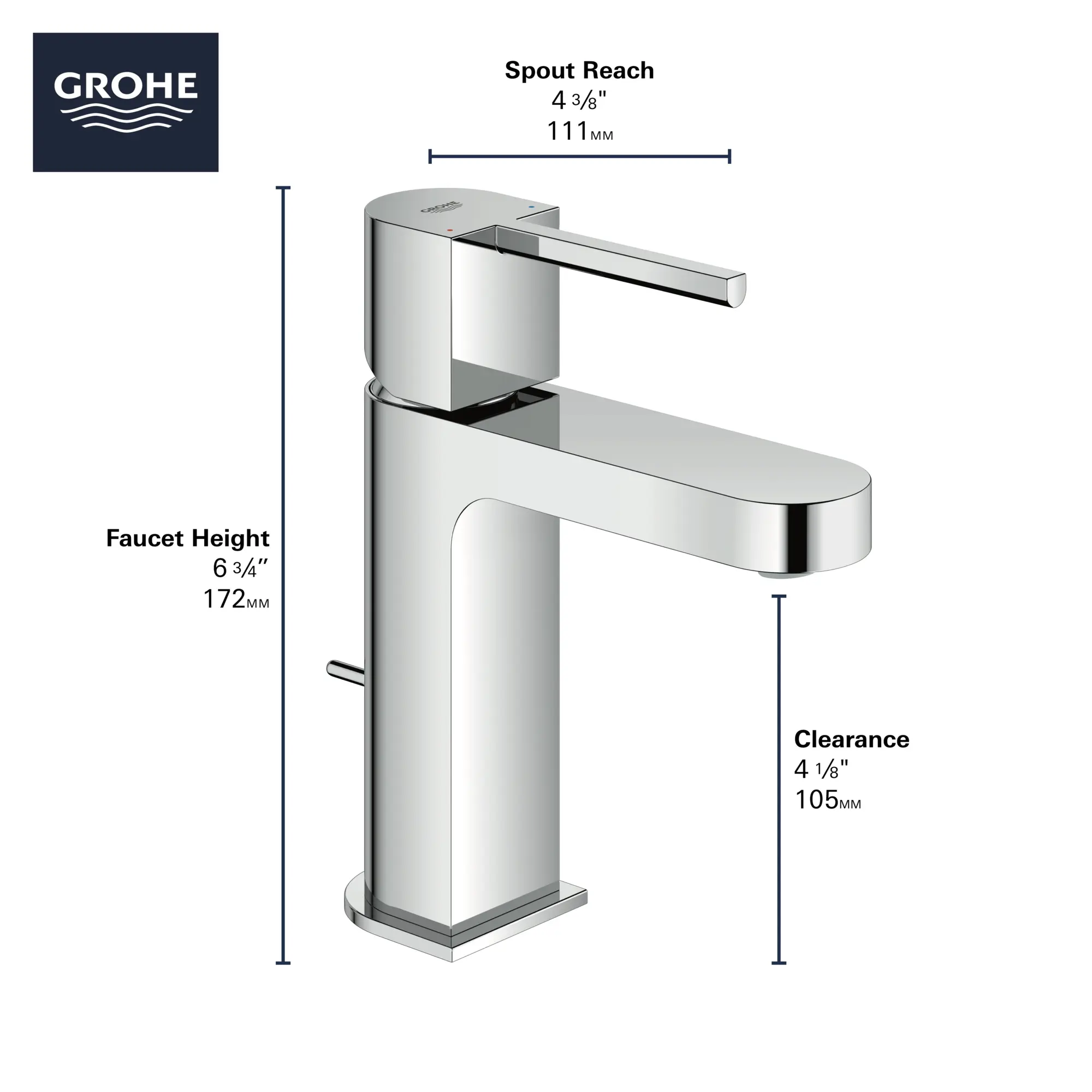 Single Hole Single-Handle S-Size Bathroom Faucet, 1.2 GPM (4.5 L/min)