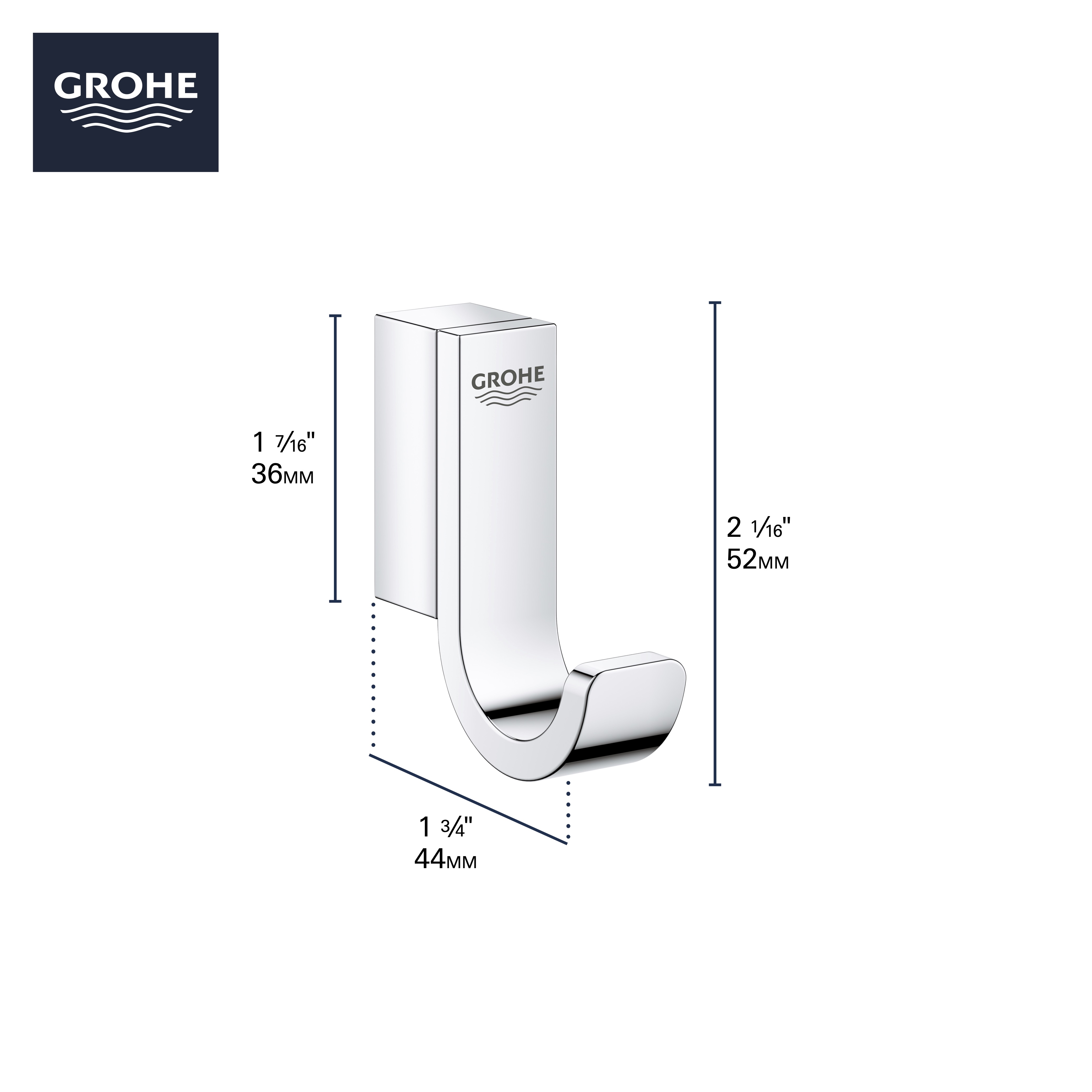 GROHE Robinet d'équerre autofreinant avec anneau téflon 1/2x3/8cm avec  poignée métale chrome - 22039000 