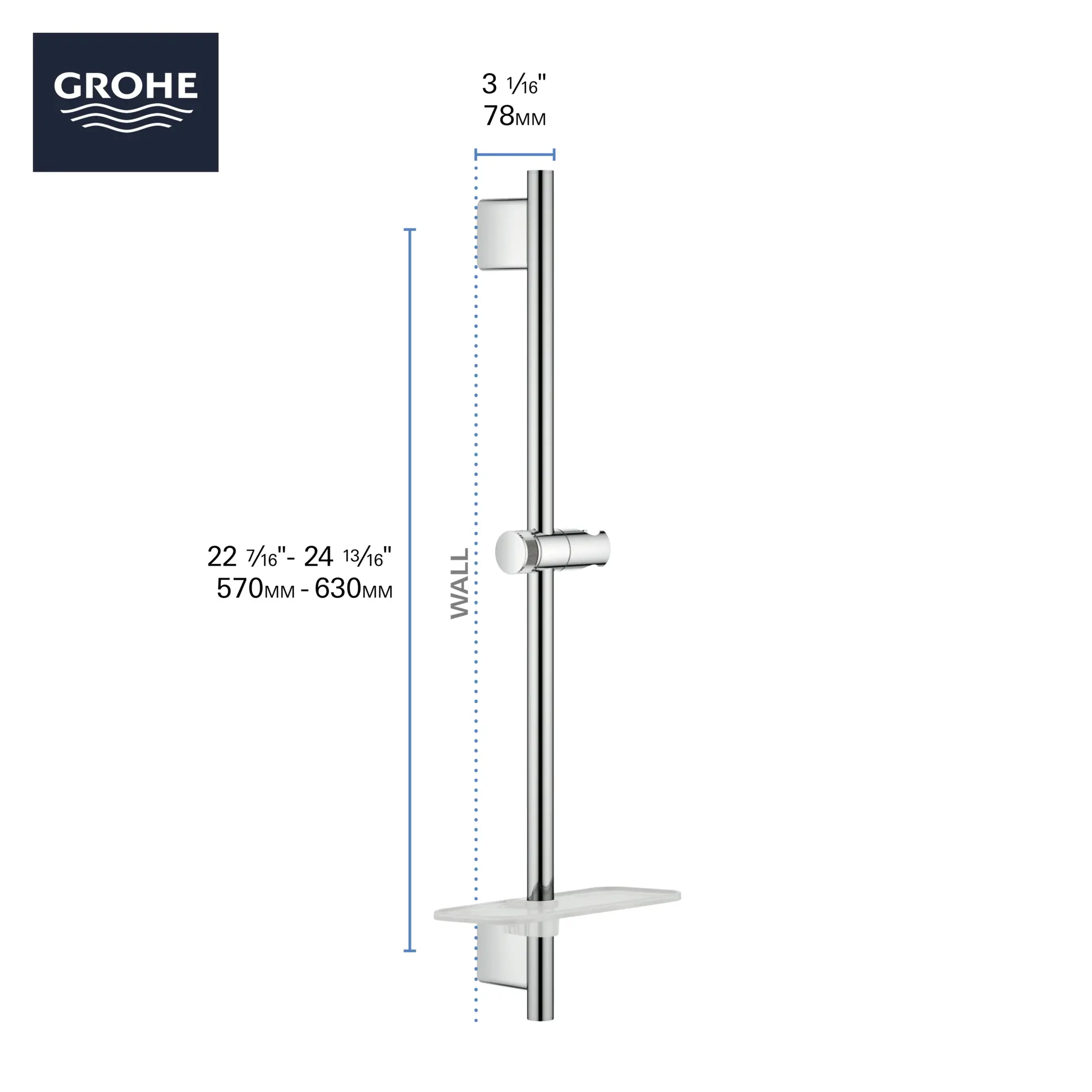 24” Shower Slide Bar