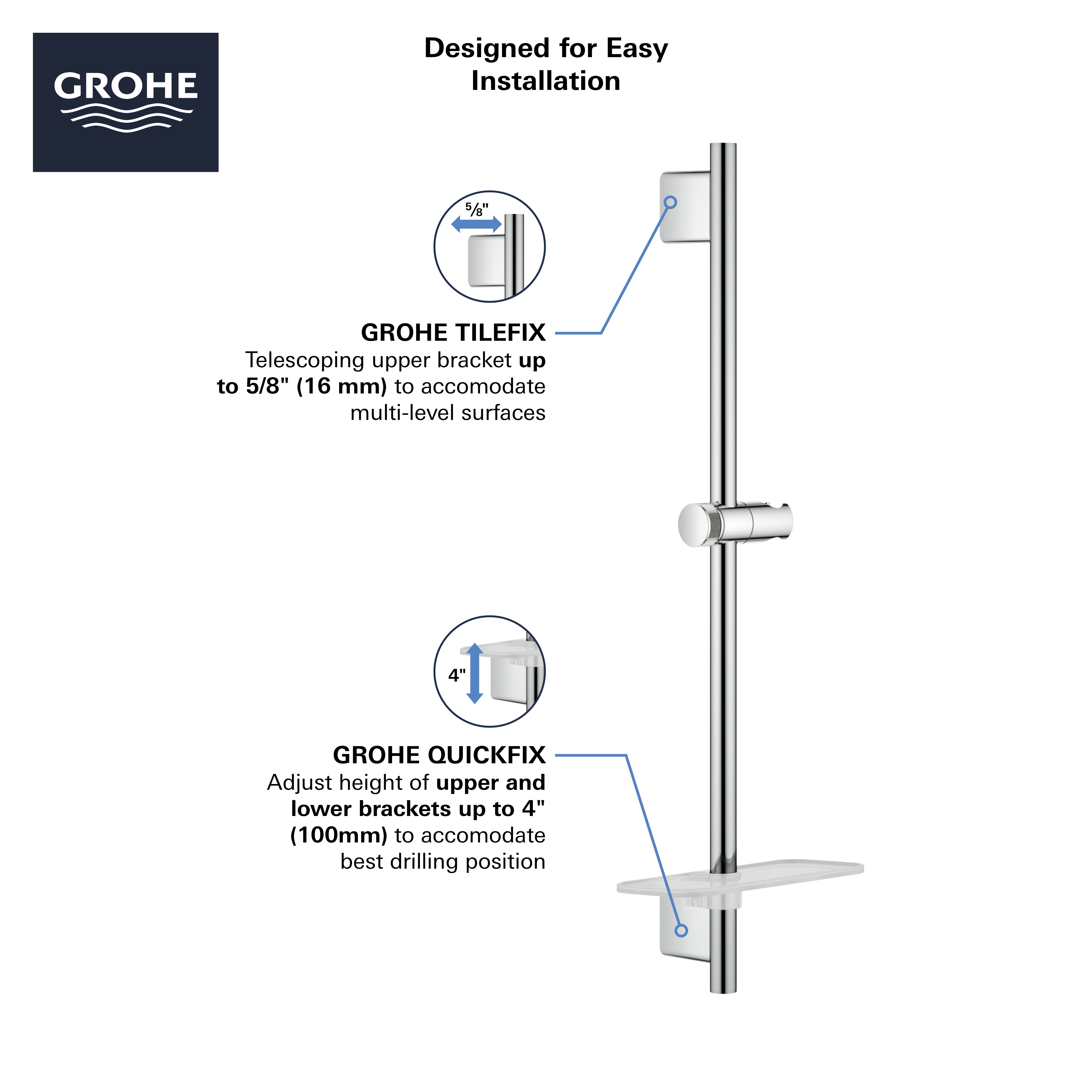 36" Shower Slide Bar