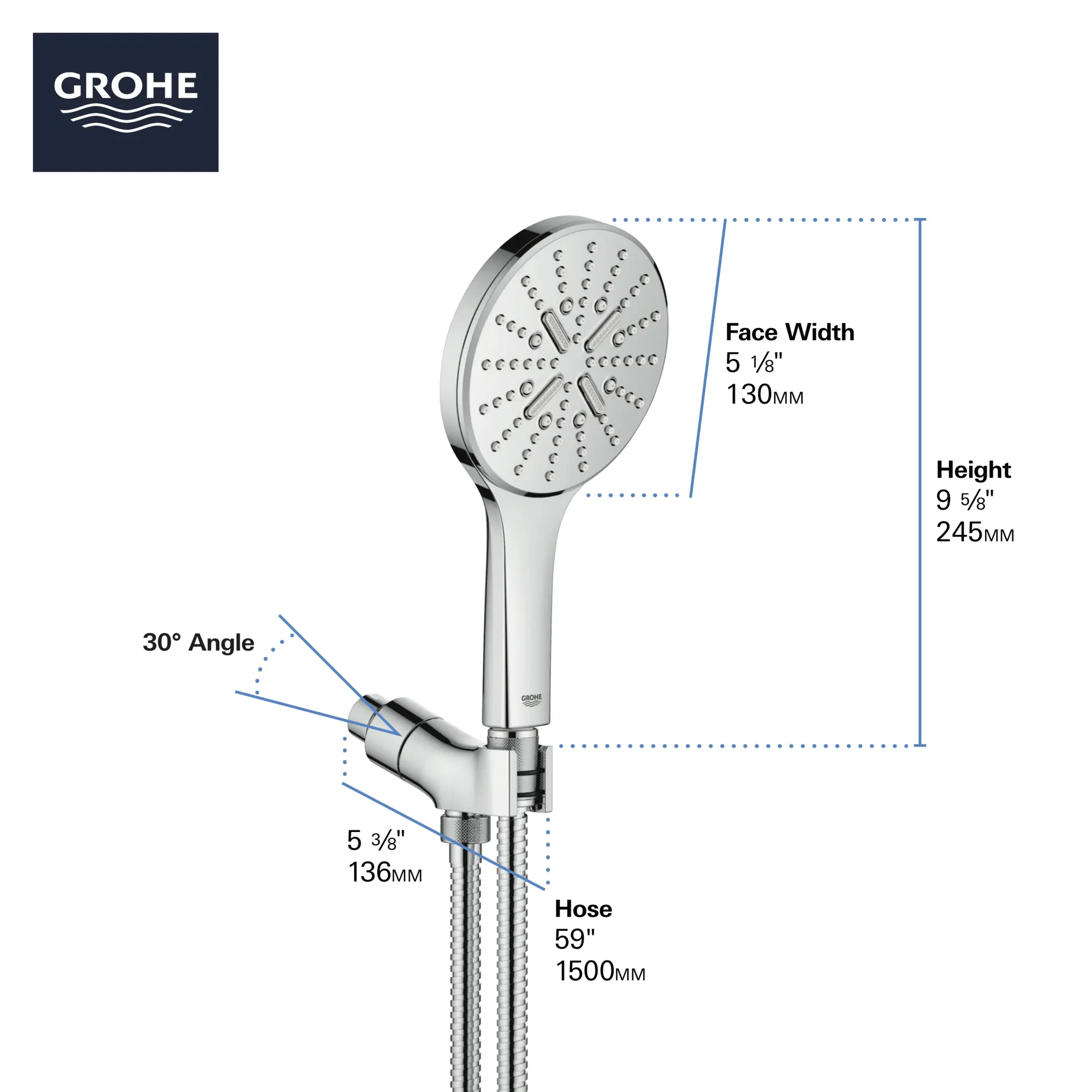 Hand Shower Kit - 3 Sprays, 6.6 L/min (1.75 gpm)
