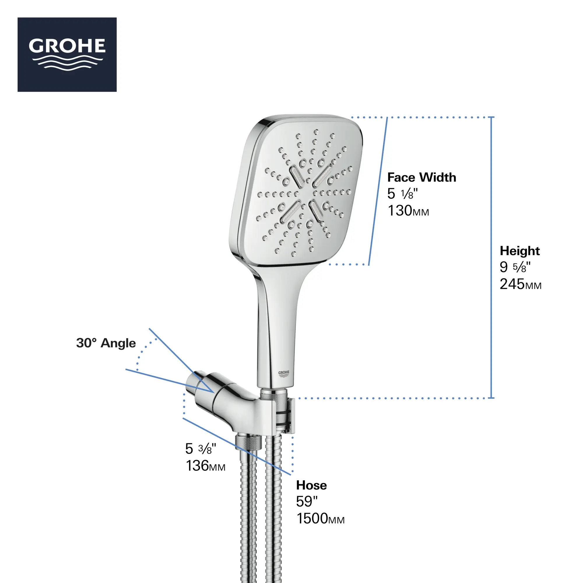 Hand Shower - 3 Sprays, 1.75 gpm (6.6 L/min)