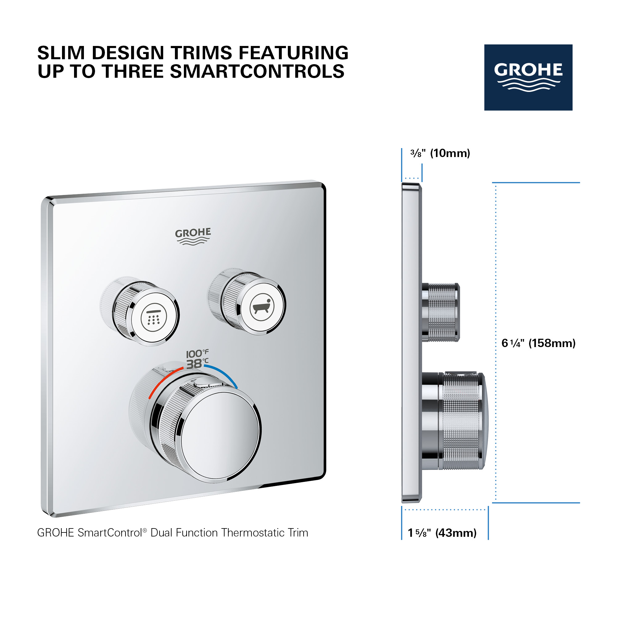 GrohTherm MC SmartControl Garniture de valve thermostatique à fonction double avec module de commande