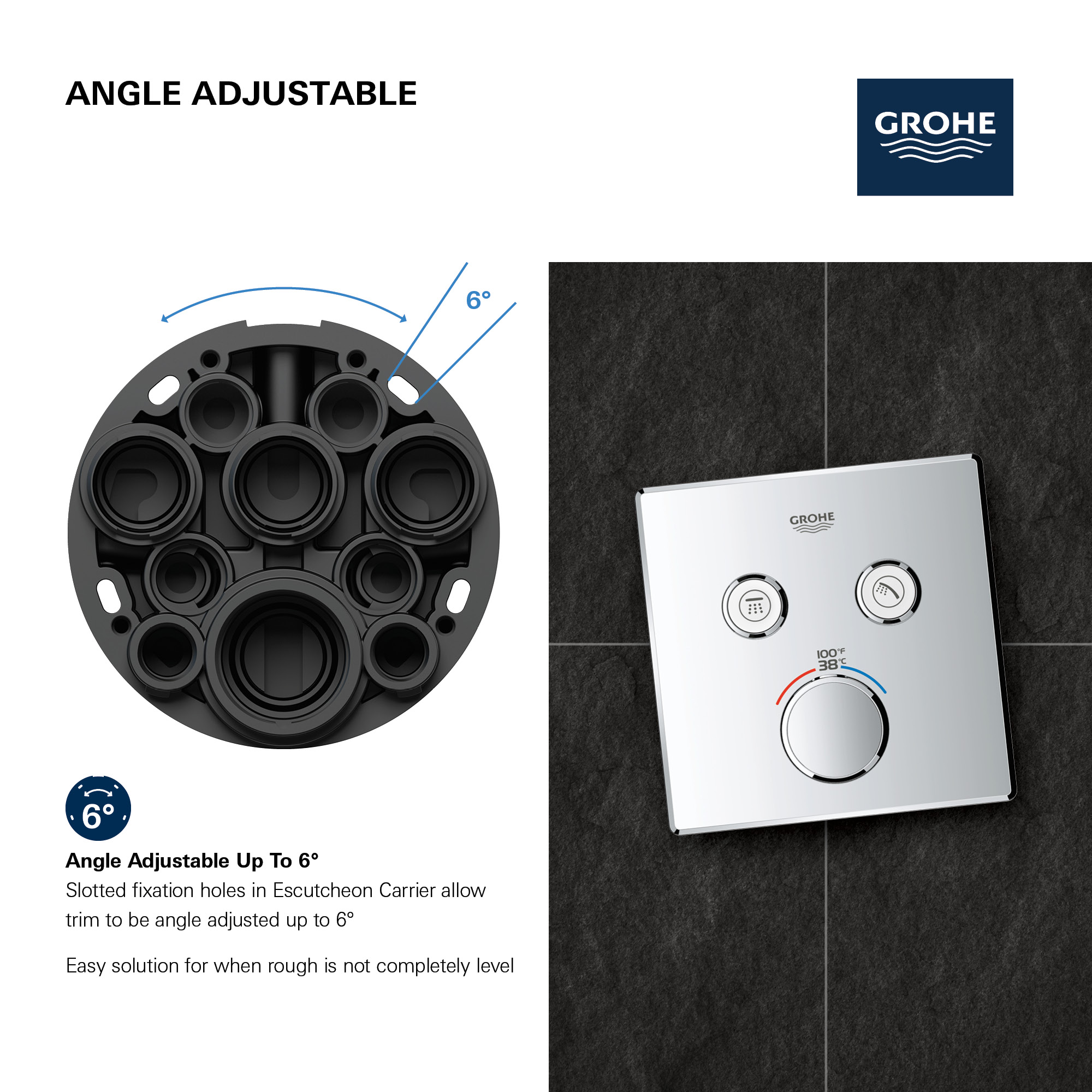 Grohe Grohtherm SmartControl - Grifo termostático de ducha empotrado con 1  válvula, Hard Graphite cepillado 29123AL0