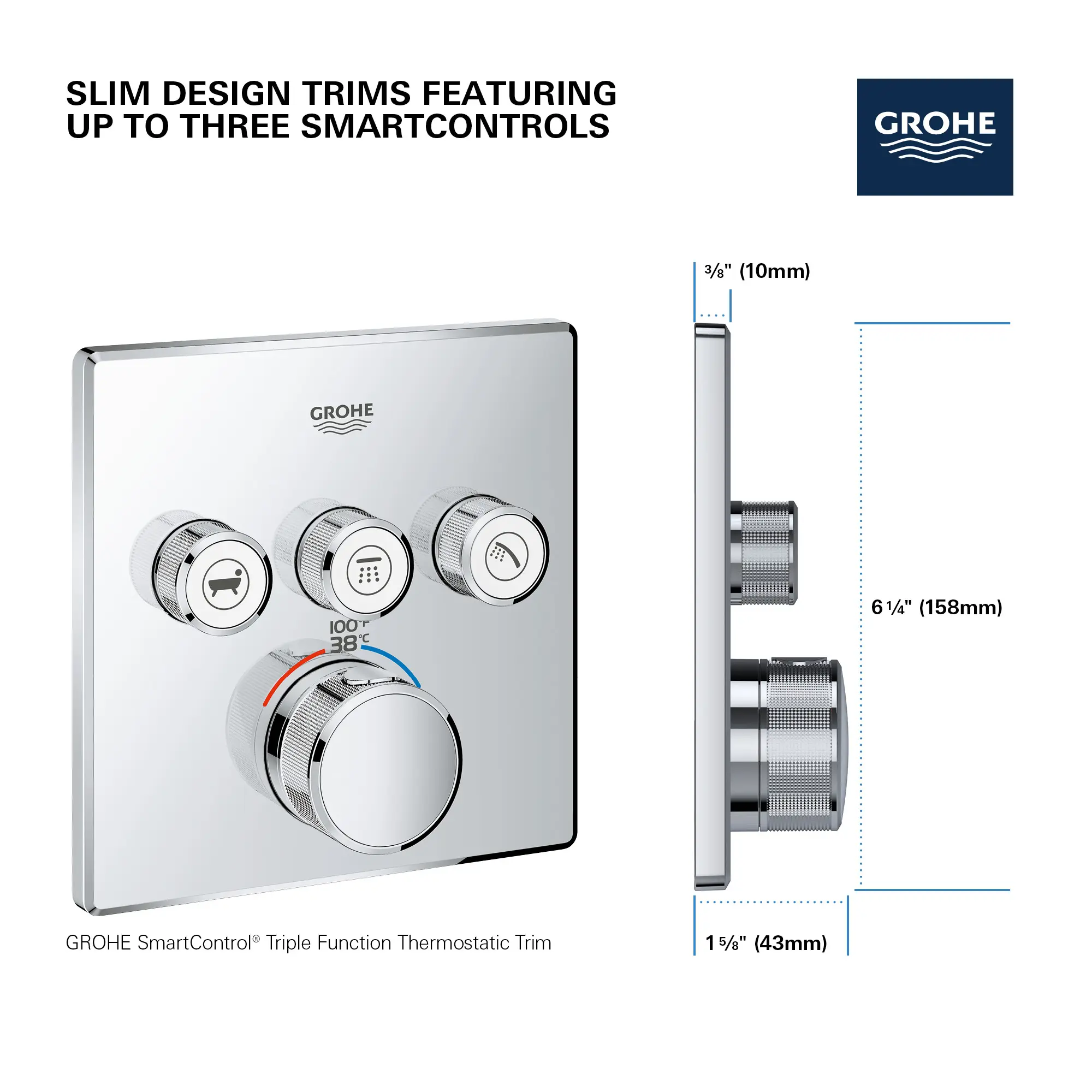 Triple Function Thermostatic Valve Trim