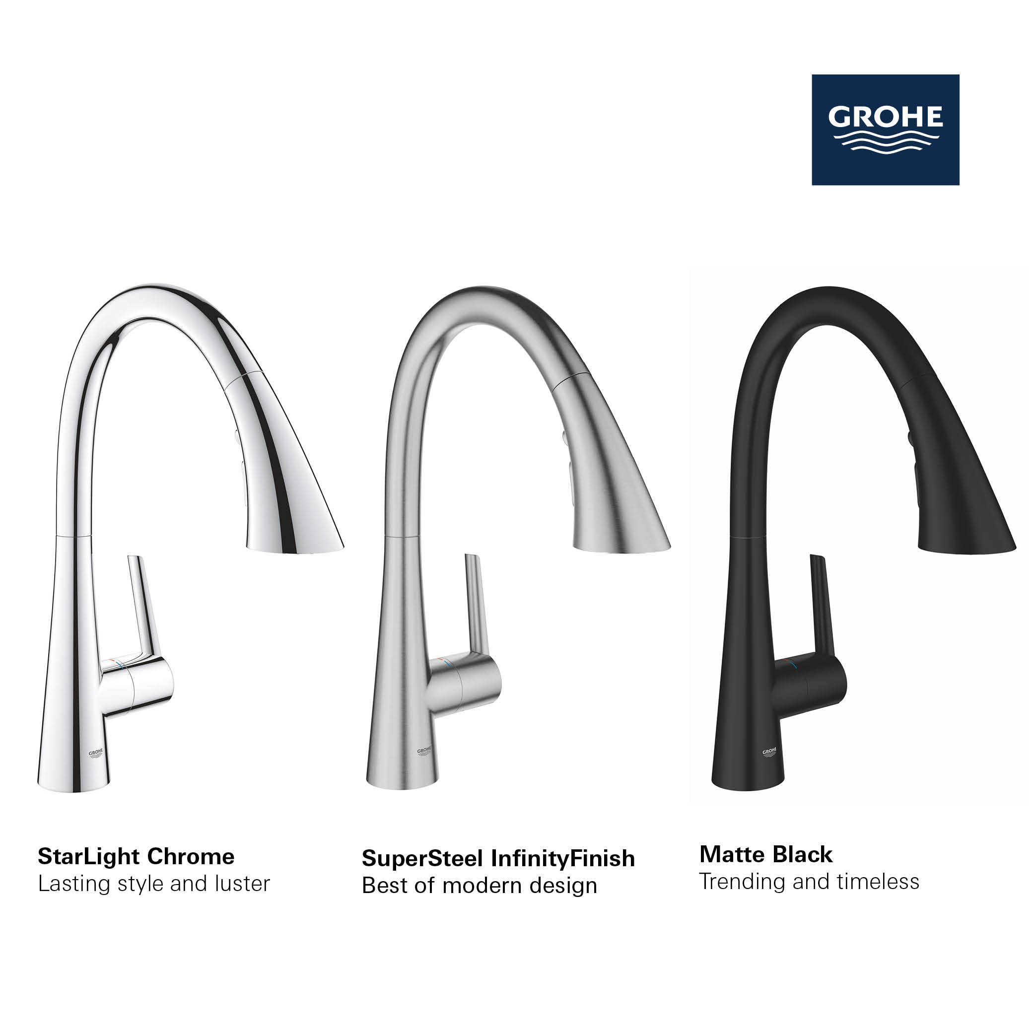 GROHE Zedra Single-Handle Pull Down Kitchen Faucet Triple Spray 1.75 GPM (6.6 L/min)