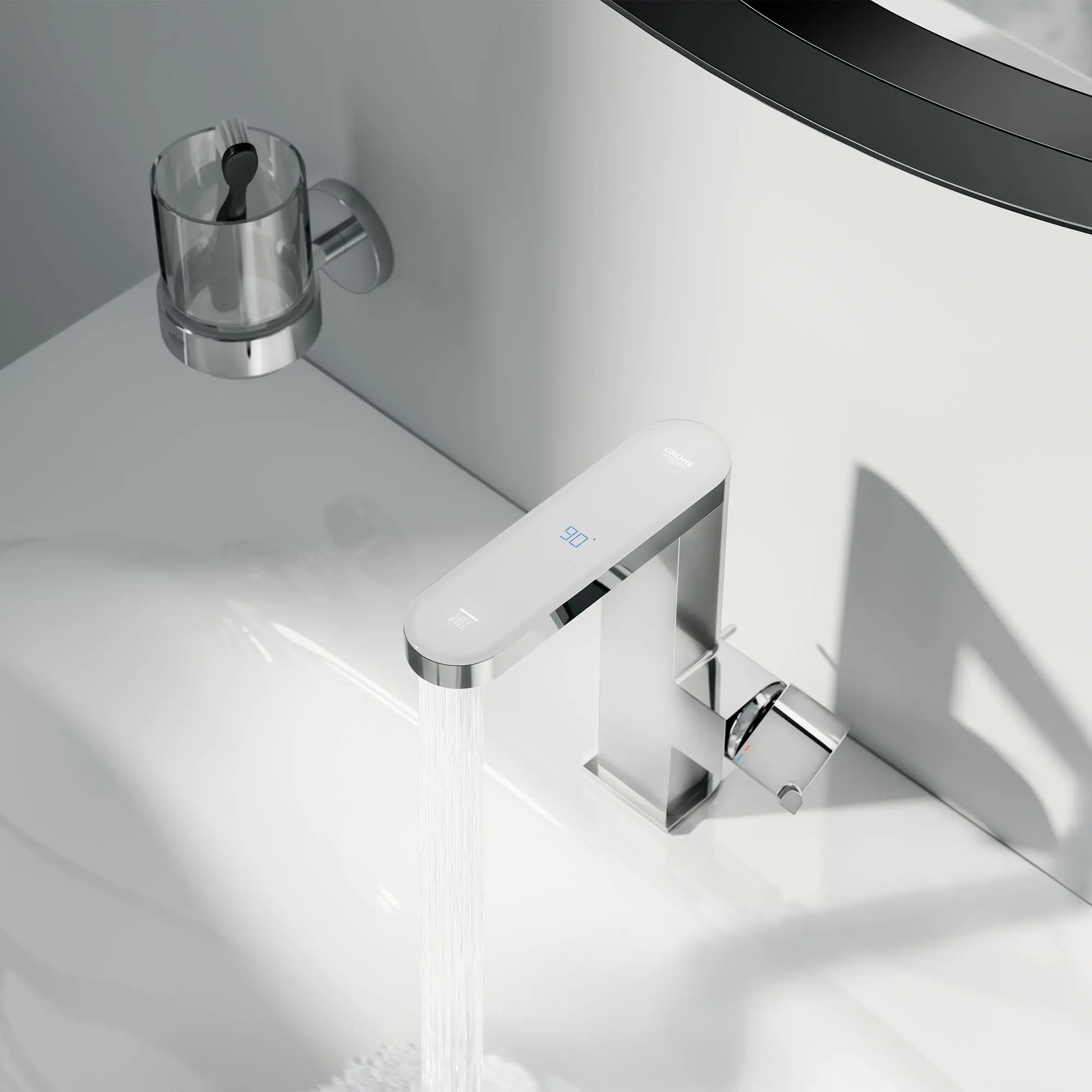 Single-Handle Bathroom Faucet 1/2" with LED display, M-size