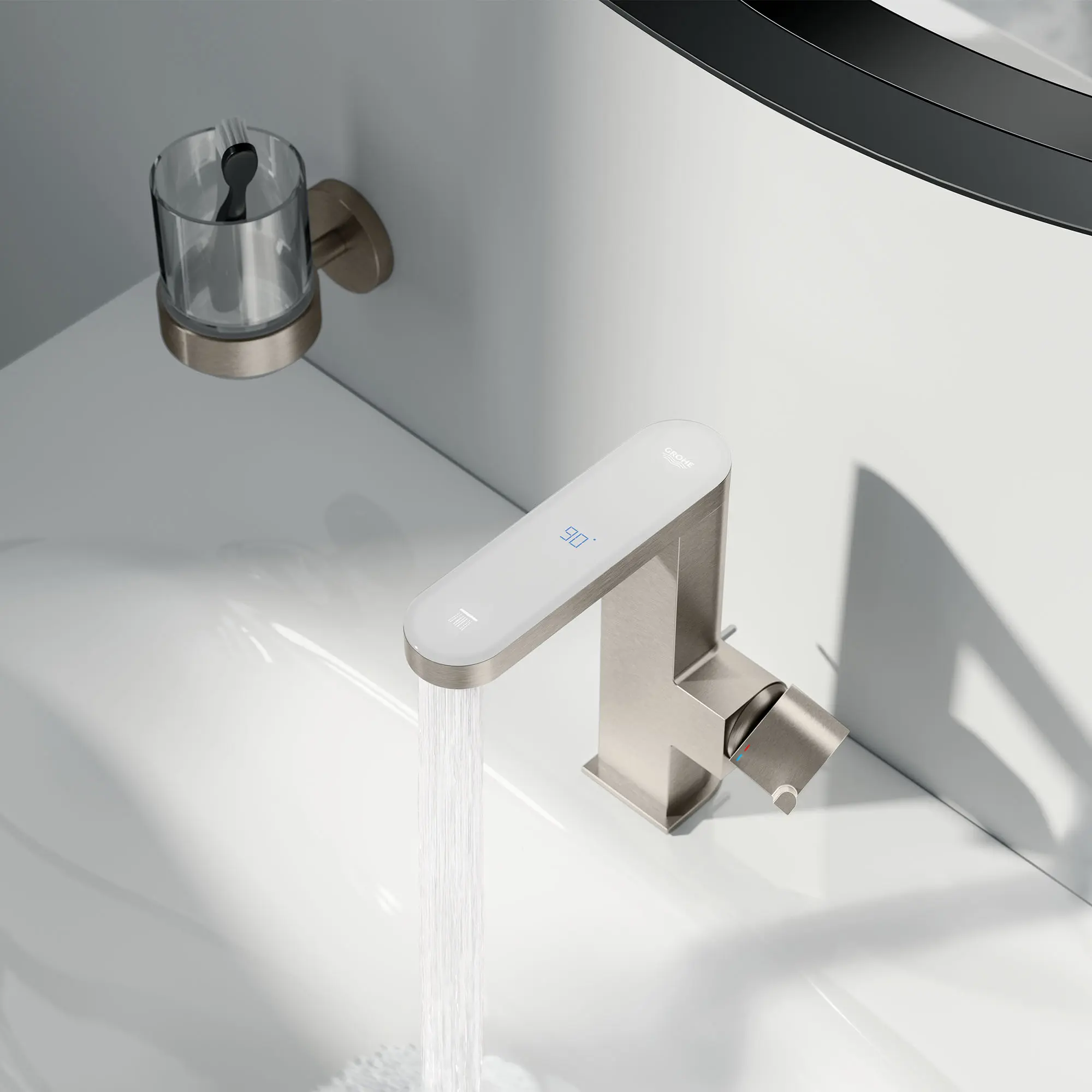 Single-Handle Bathroom Faucet 1/2" with LED display, M-size