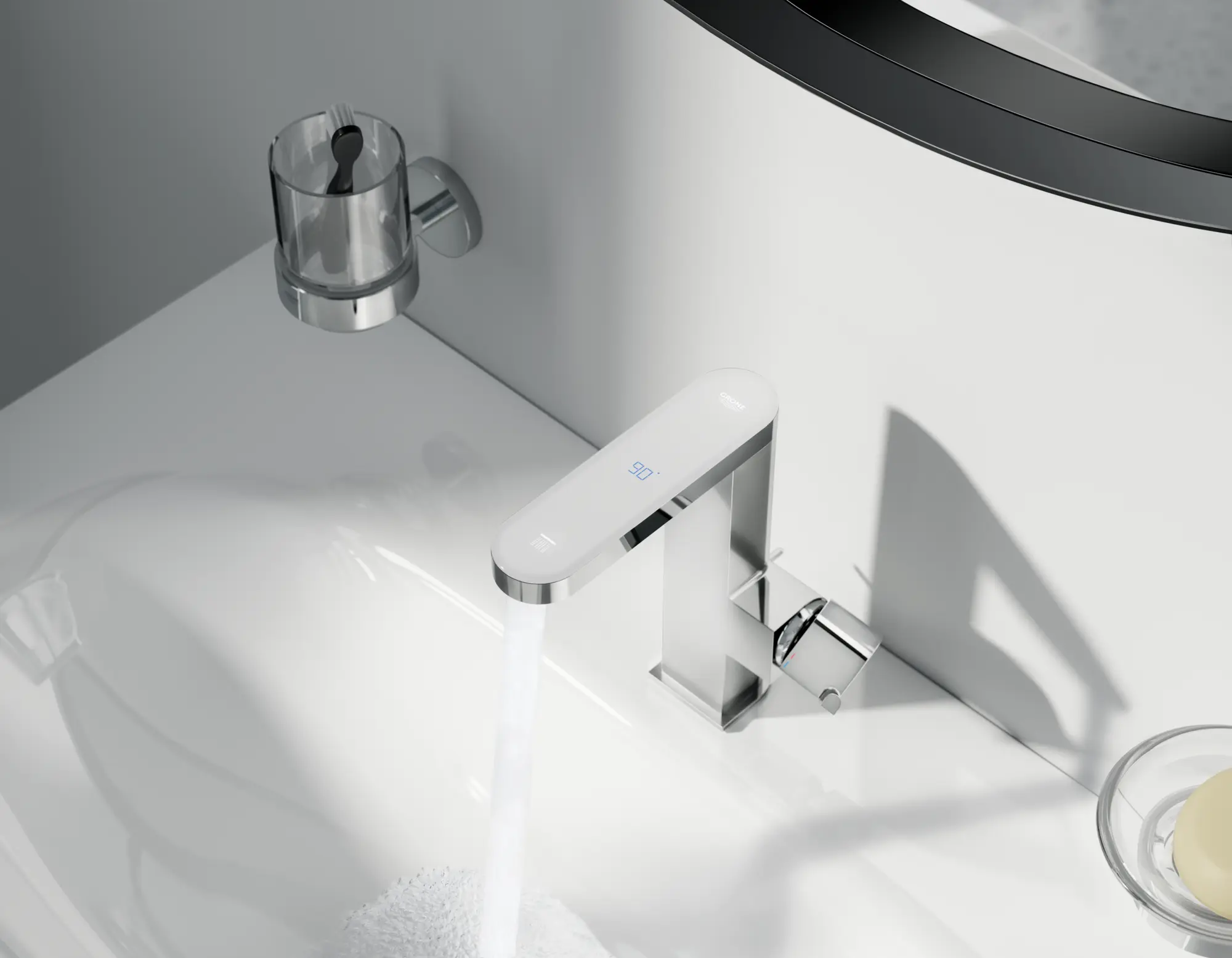 Single-Handle Bathroom Faucet 1/2" with LED display, M-size