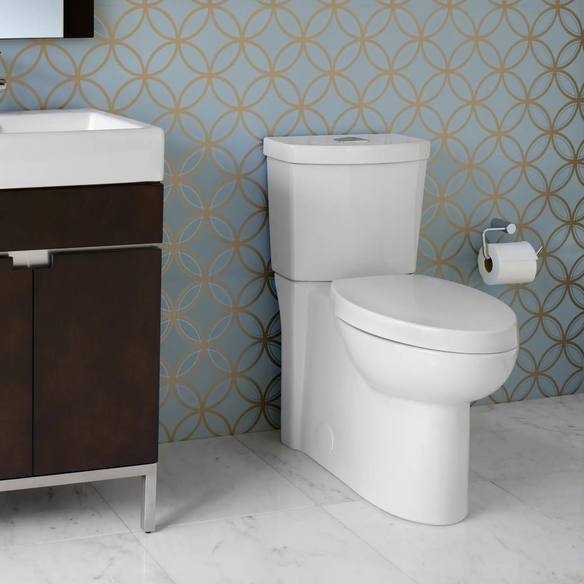 Studio® Skirted Two-Piece Dual Flush 1.6 gpf/6.0 Lpf and 1.1 gpf/4.2 Lpf Chair Height Elongated Toilet With Seat